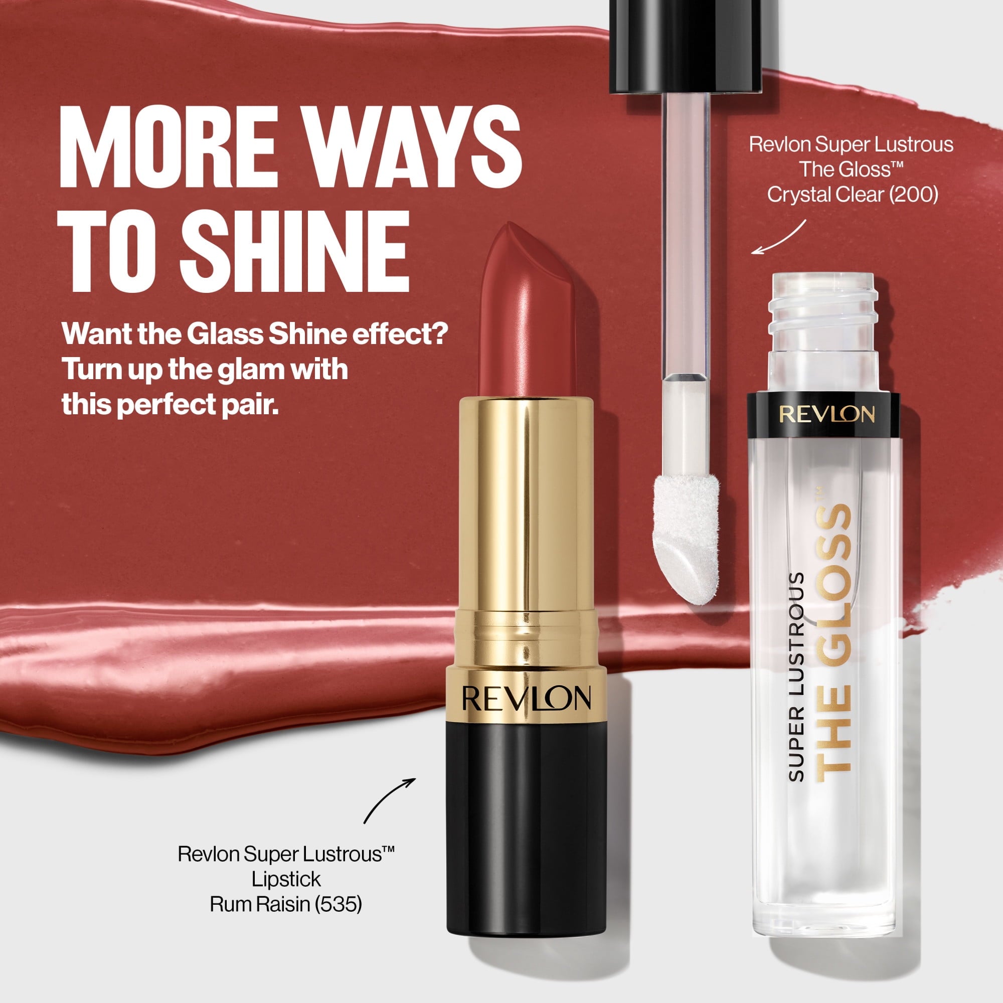 Revlon Super Lustrous Glass Shine Lipstick, Moisturizing Lipstick with Aloe, 013 Sleek Mulberry, 0.15 oz