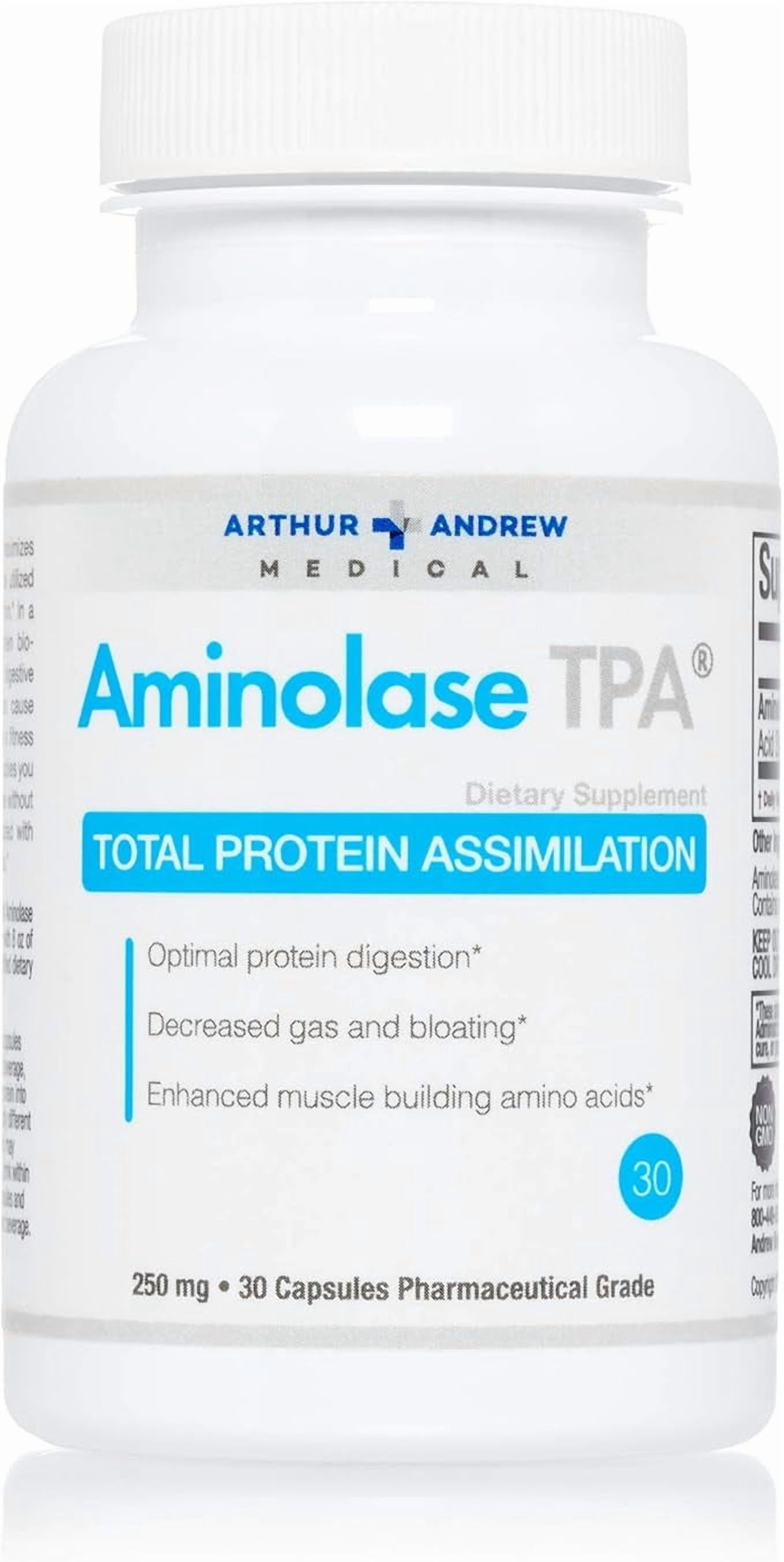 Arthur Andrew Medical, Aminolase TPA, Total Protein Assimilation, Optimal Protein Absorption and Decreased Gas and Bloating, Vegan, Non-GMO, 30 Capsules