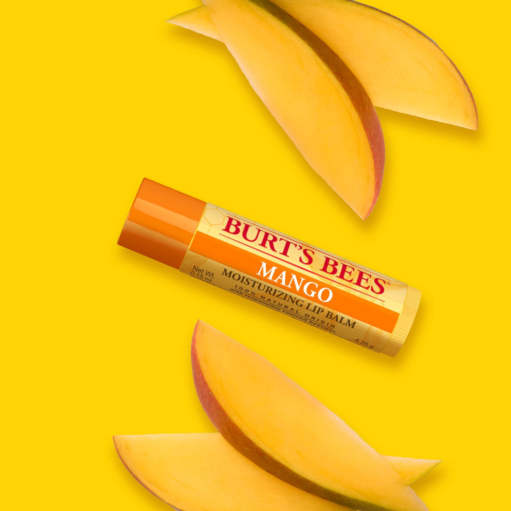 Burt's Bees 100% Natural Origin Moisturizing Lip Balm, Mango, 2 Count, Pack of 6