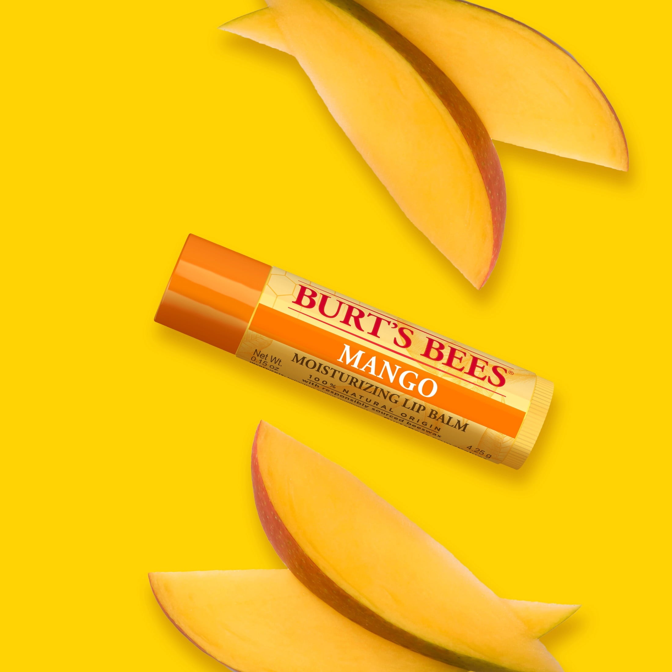 Burt's Bees 100% Natural Origin Moisturizing Lip Balm, Mango, 2 Count, Pack of 6