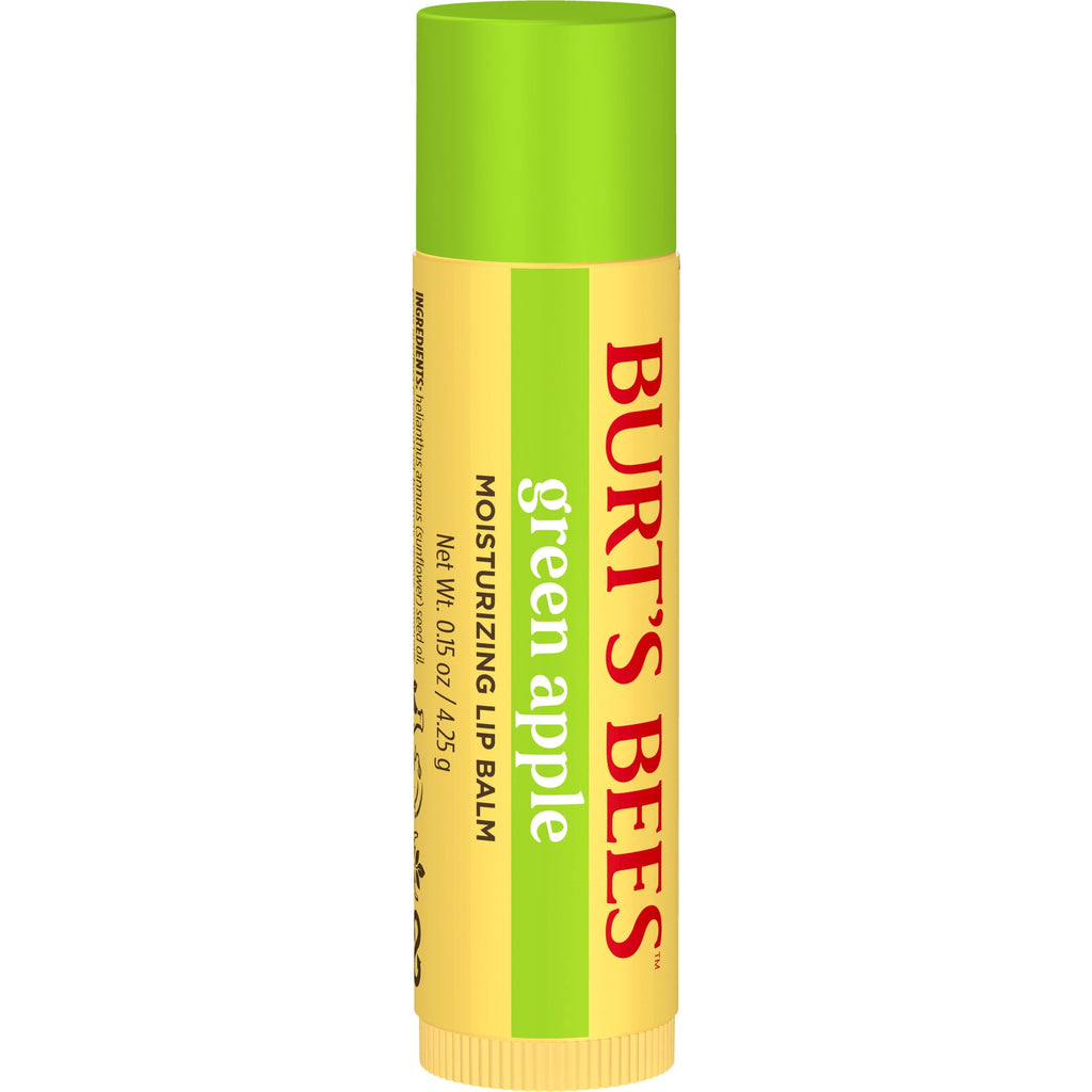 Burt's Bees Green Apple Moisturizing Lip Balm, 100% Natural Origin, Mother's Day Gift, 1 Tube, 0.15 oz