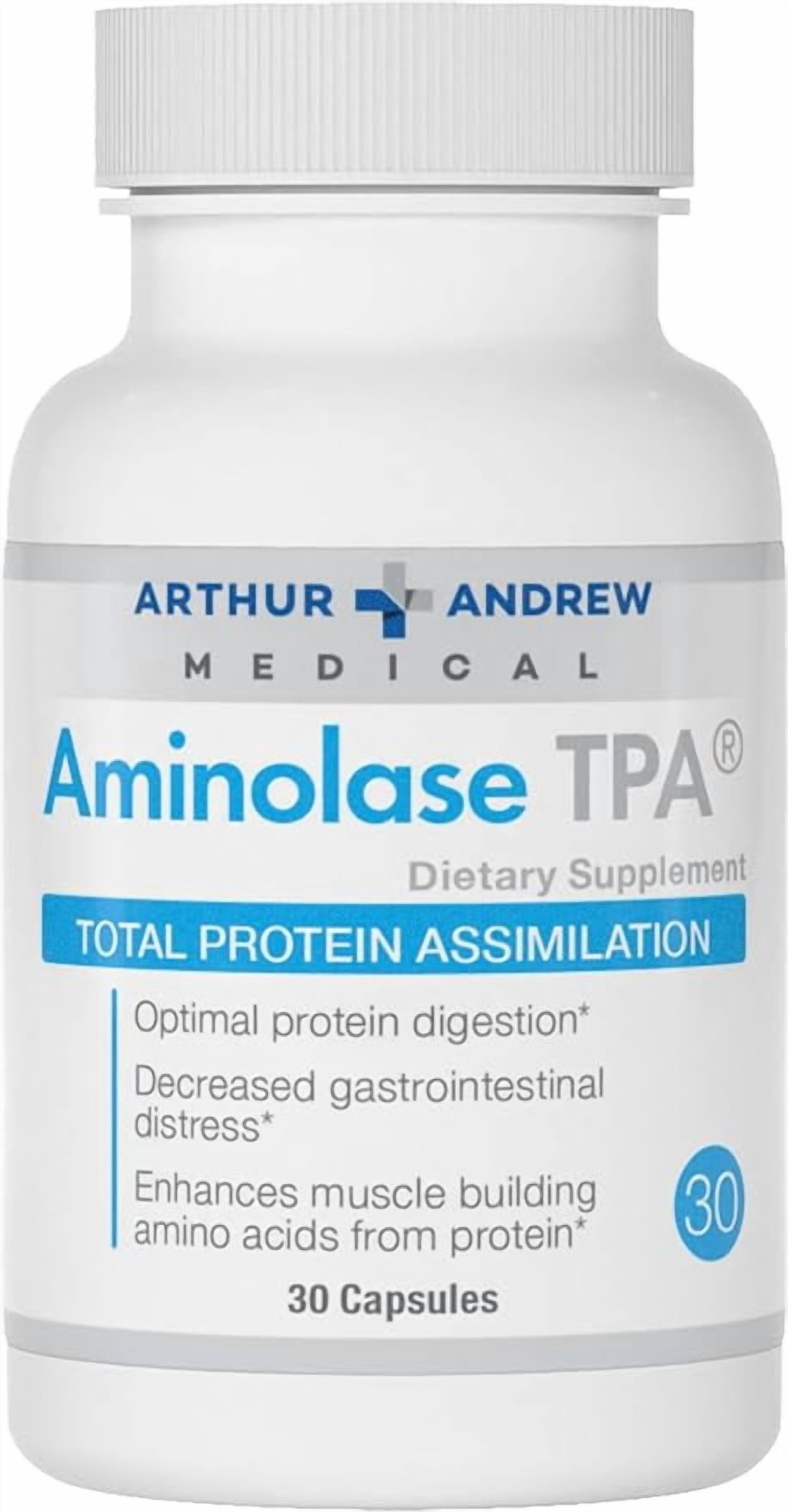 Arthur Andrew Medical, Aminolase TPA, Total Protein Assimilation, Optimal Protein Absorption and Decreased Gas and Bloating, Vegan, Non-GMO, 30 Capsules