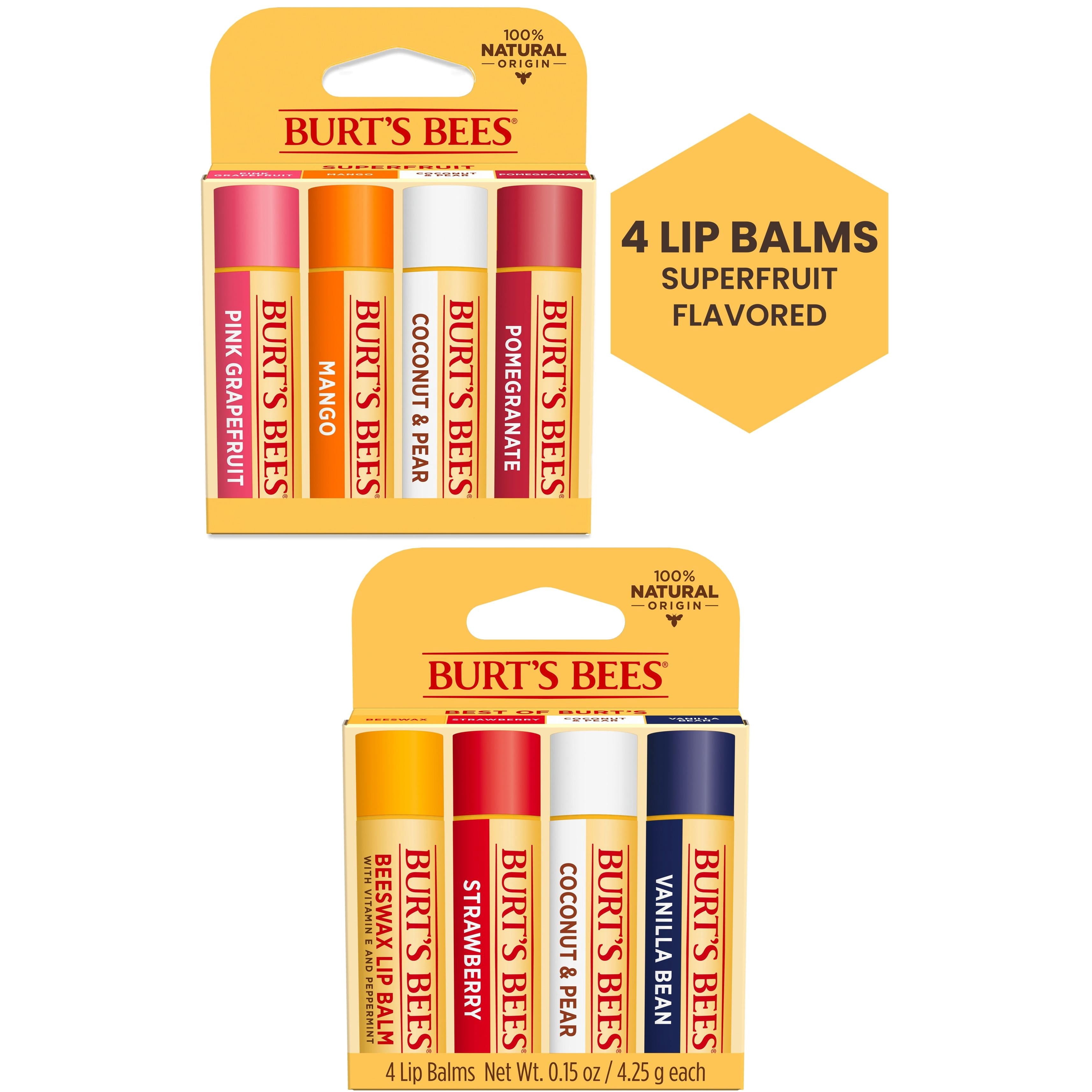 Burt's Bees 100% Natural Moisturizing Lip Balm, Original AND Burt's Bees 100% Natural Moisturizing Lip Balm, Superfruit - 8 Tubes