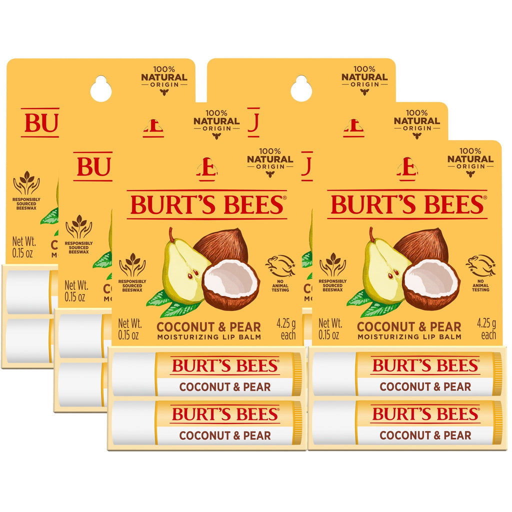 Burt's Bees 100% Natural Origin Moisturizing Lip Balm, Coconut and Pear with Beeswax and Fruit Extracts, Pack of 6