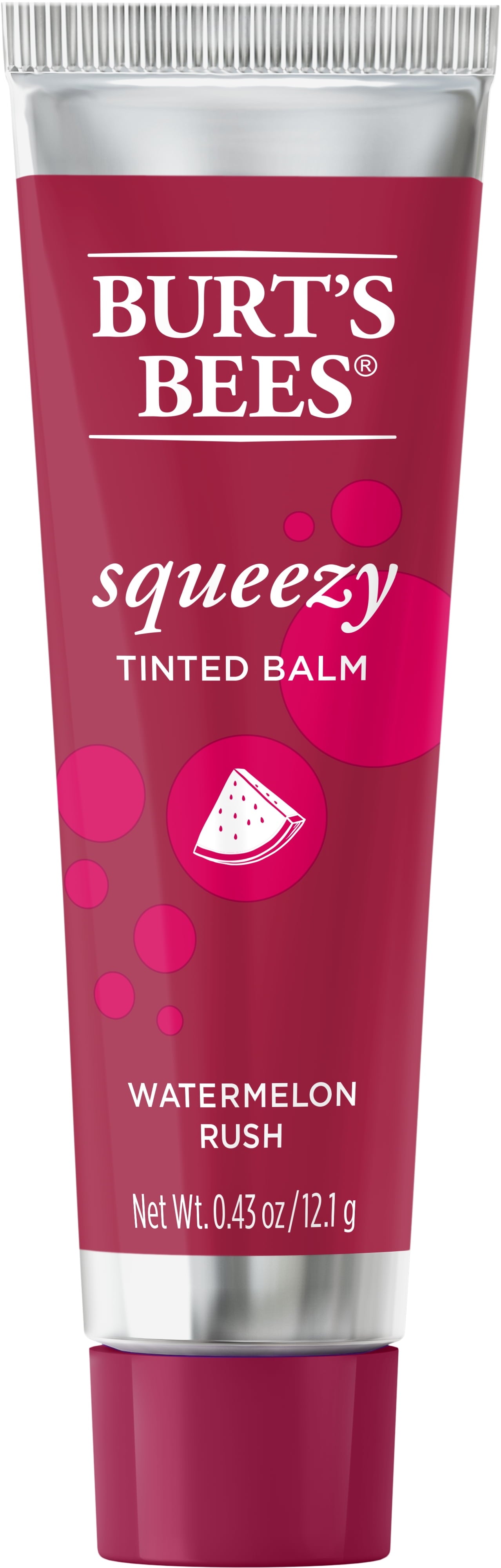 Burt's Bees 100% Natural  Squeezy Tinted Lip Balm with Beeswax, Watermelon Rush, 1 Tube