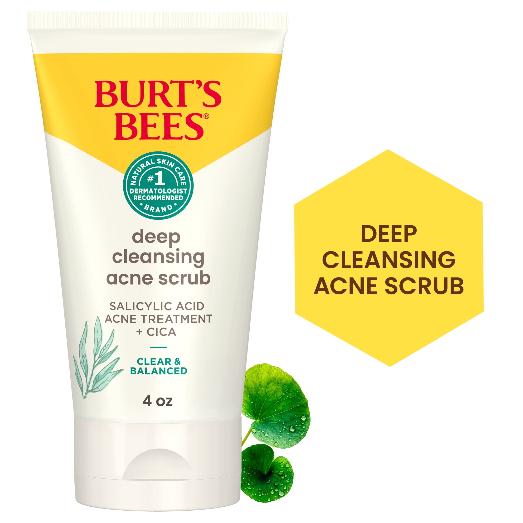 Burts Bees Clear and Balanced Deep Cleansing Acne Face Scrub, 4 Oz