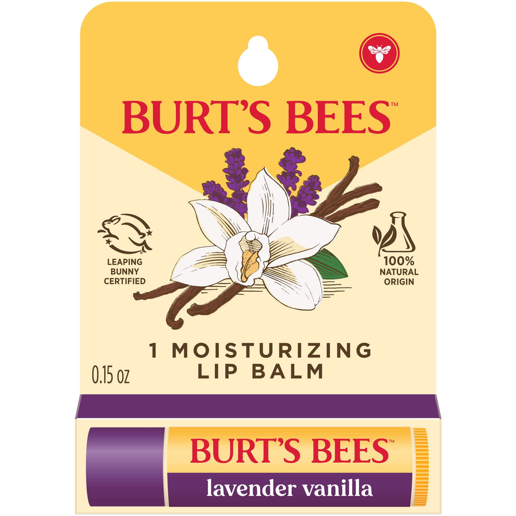 Burt's Bees Lavender Vanilla Moisturizing Lip Balm, 100% Natural Origin, Mother's Day Gift, 1 Tube, 0.15 oz