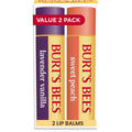 Burt's Bees Moisturizing Lip Balm Value 2 Pack, Lavender Vanilla, Sweet Peach