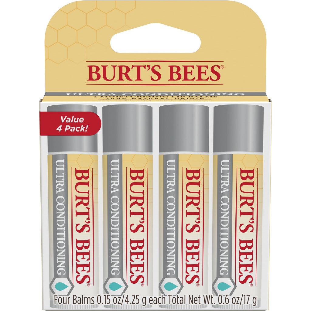 Burts Bees Ultra Conditioning Moisturizing Lip Balm, 4-Pack, 0.15 oz.