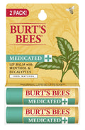 Burt's Bees Medicated Lip Balm with Menthol & Eucalyptus, Blister Box, 0.15 Ounce, 2 Count