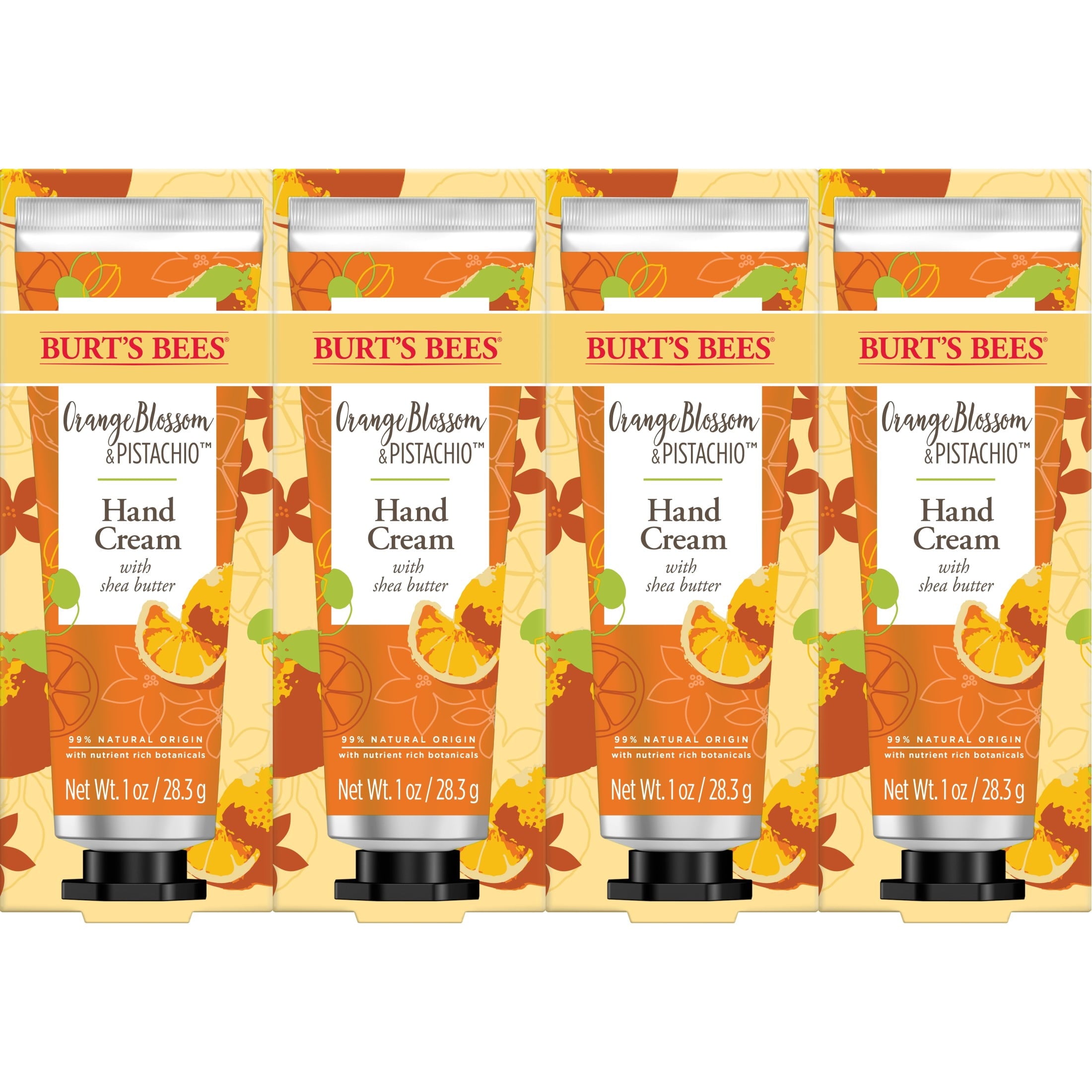 Burt's Bees Orange Blossom and Pistachio Hand Cream with Shea Butter, 1 oz, Pack of 4