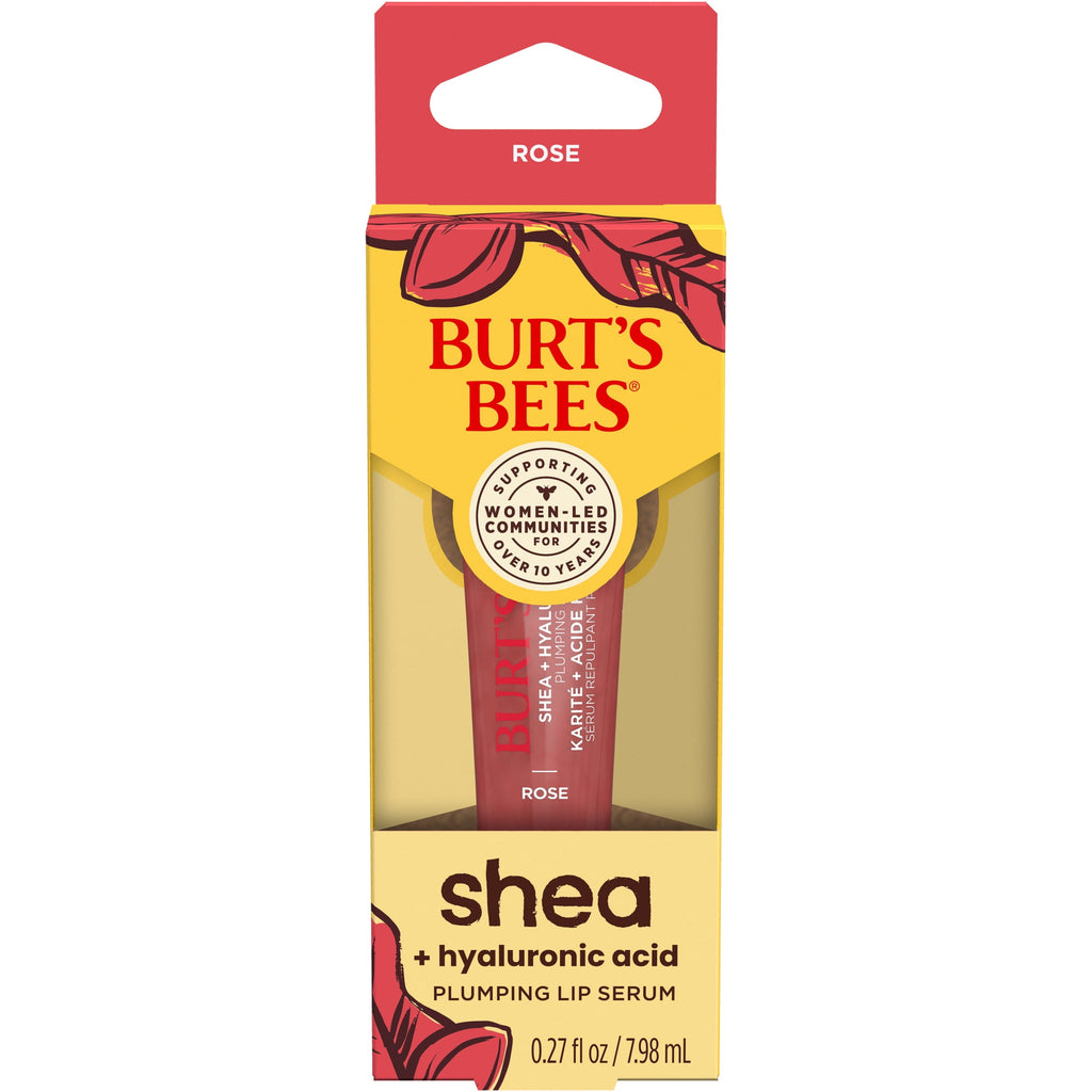 Burt's Bees Shea + Hyaluronic Acid Rose Plumping Lip Serum, Natural Origin Lip Care, 1 Tube, 0.27 oz.