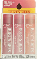 Burt's Bees Tinted Lip Balm | 3 Lip Balms - Red Dahlia, Hibiscus, Zinnia