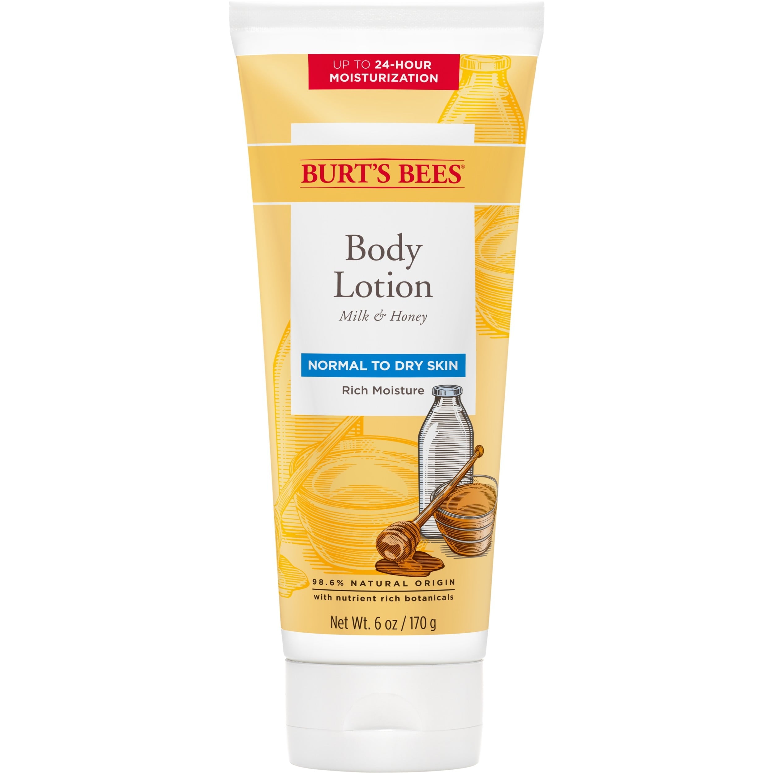 Burt's Bees Vitamin E Body Lotion for Normal to Dry Skin with Milk and Honey, 6 oz