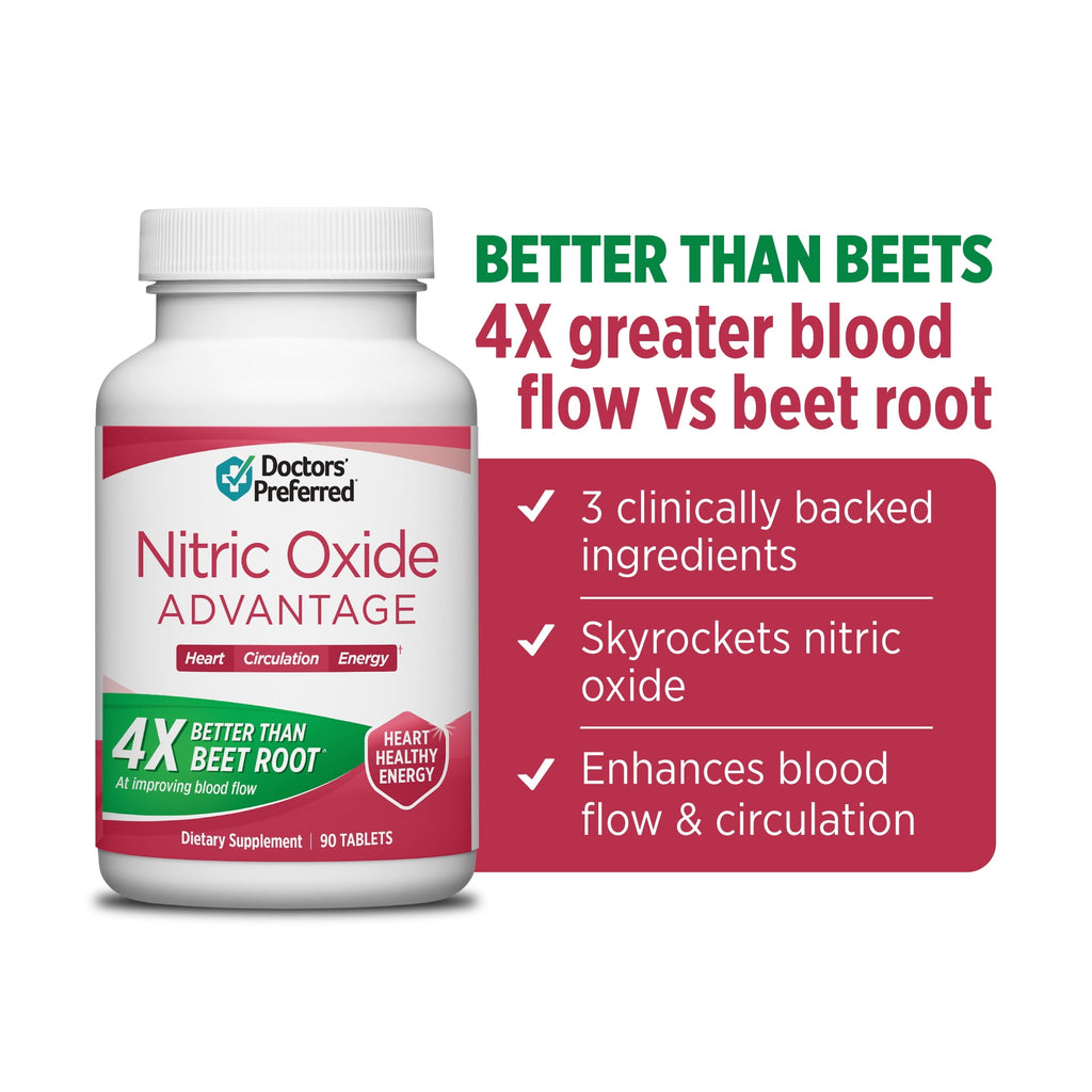 DOCTORS' PREFERRED Nitric Oxide Supplement - Better Than Beet Roots for Blood Flow and Energy - 90 Vegan Tablets