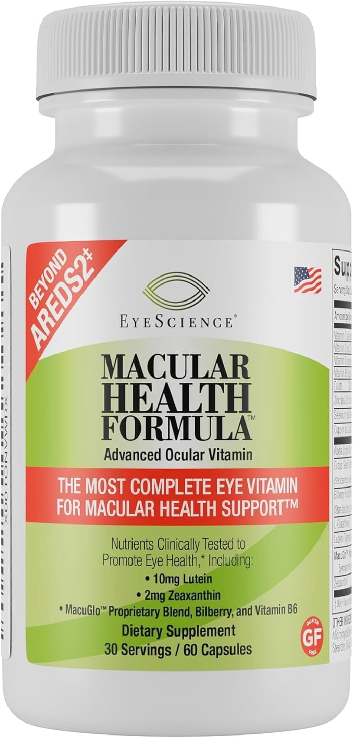 EyeScience Macular Health Formula - Advanced Ocular Vitamin Dietary Supplement Capsules, 60 Count