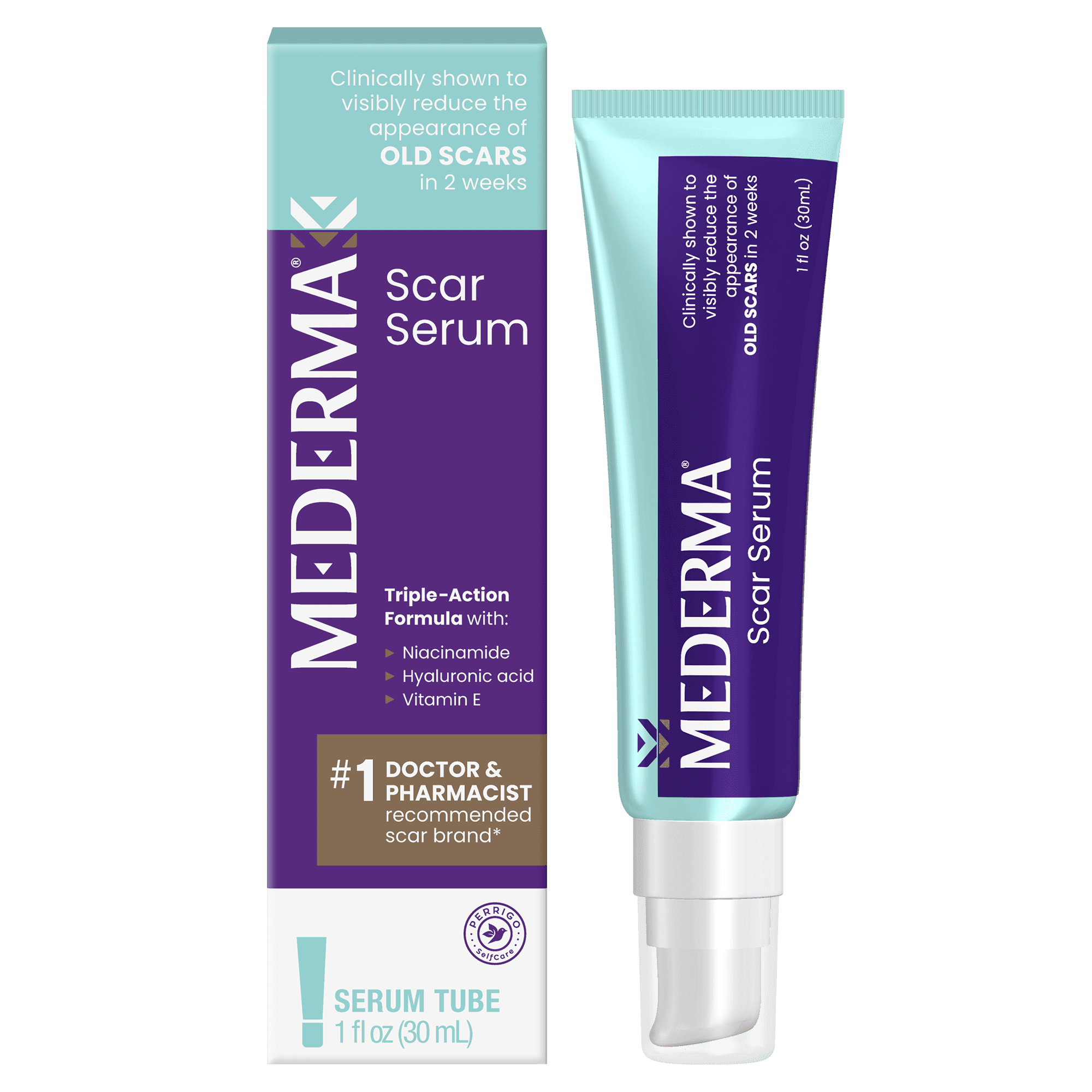 Mederma Scar Serum – Triple-Action Formula with Vitamin E, Hyaluronic Acid & Niacinamide – Clinically Shown to Reduce Old Scars,  1 Fl. Oz.