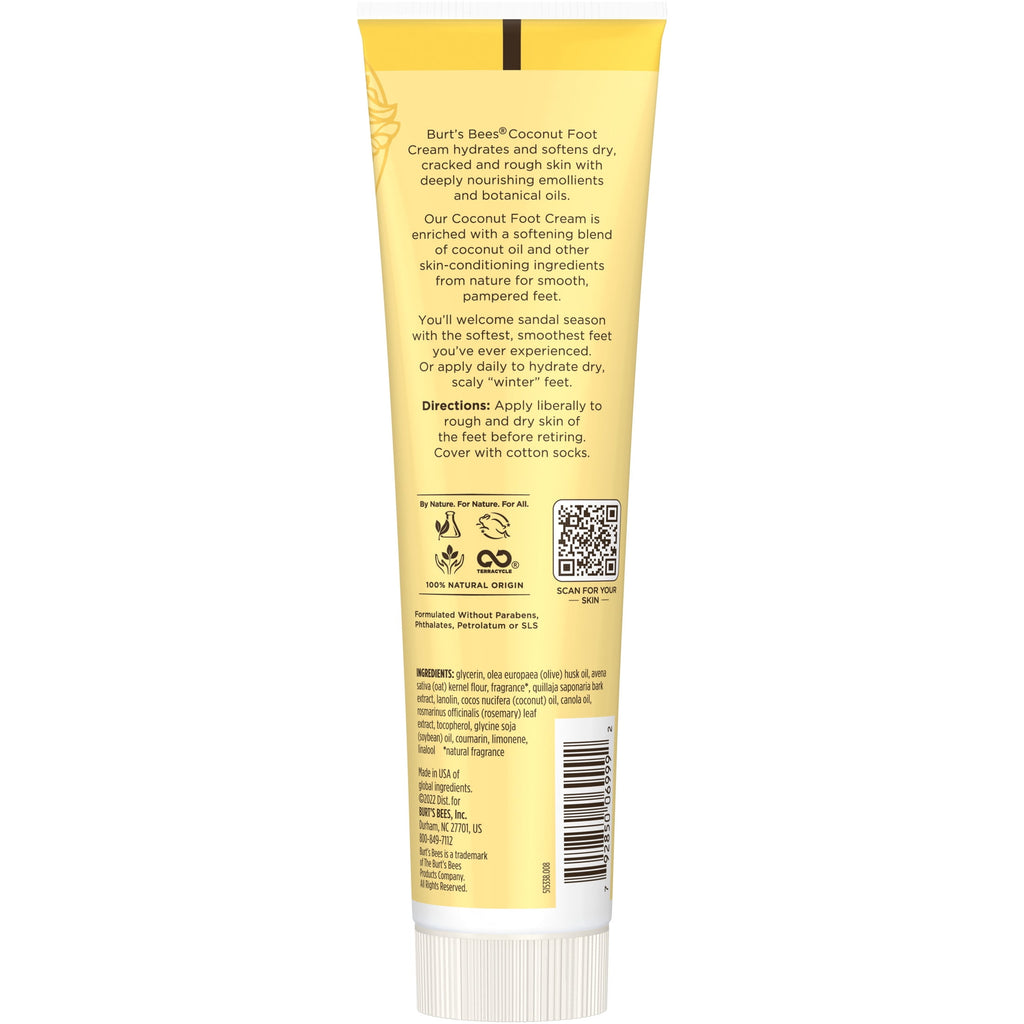Burt's Bees Softening Foot Cream with Coconut Oil and Soap Bark, 4.3 oz
