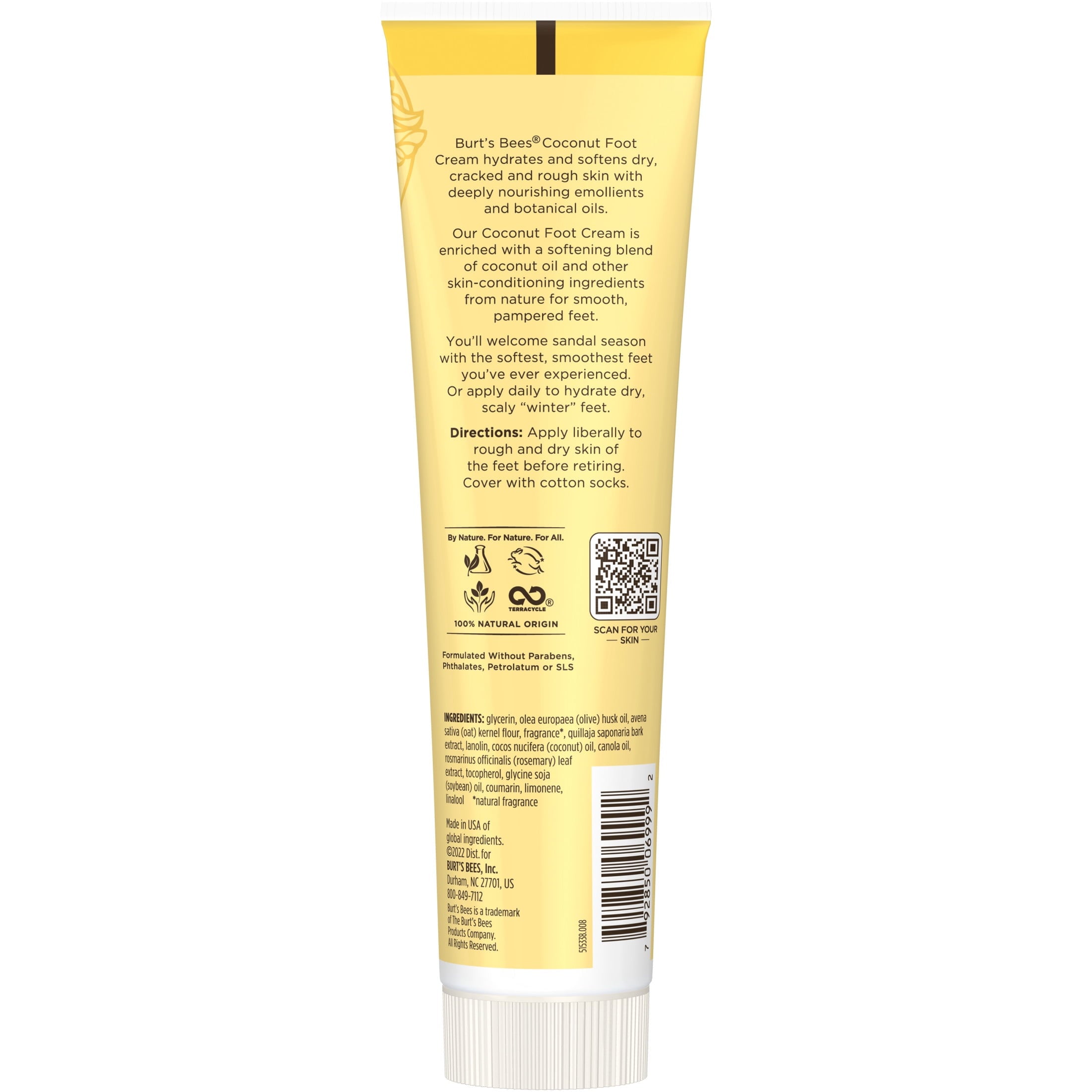 Burt's Bees Softening Foot Cream with Coconut Oil and Soap Bark, 4.3 oz
