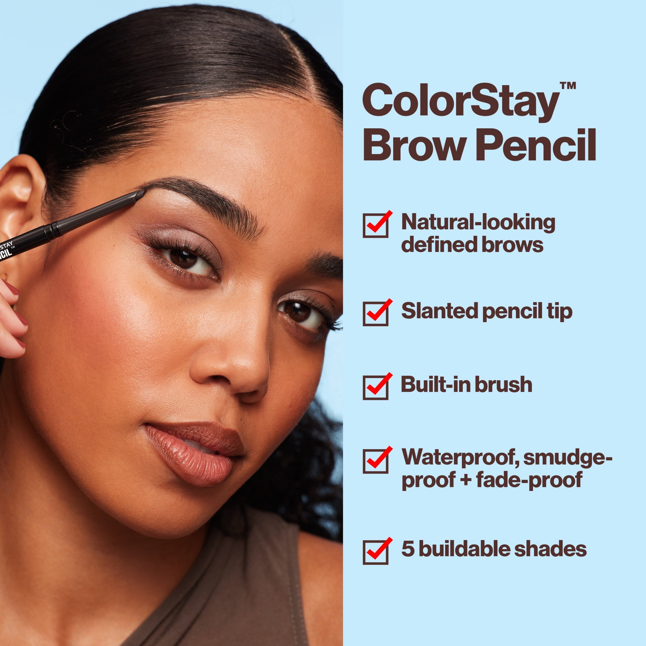 Revlon ColorStay Waterproof Eyebrow Pencil, Mechanical & Long Lasting, 220 Dark Brown, 0.021 oz