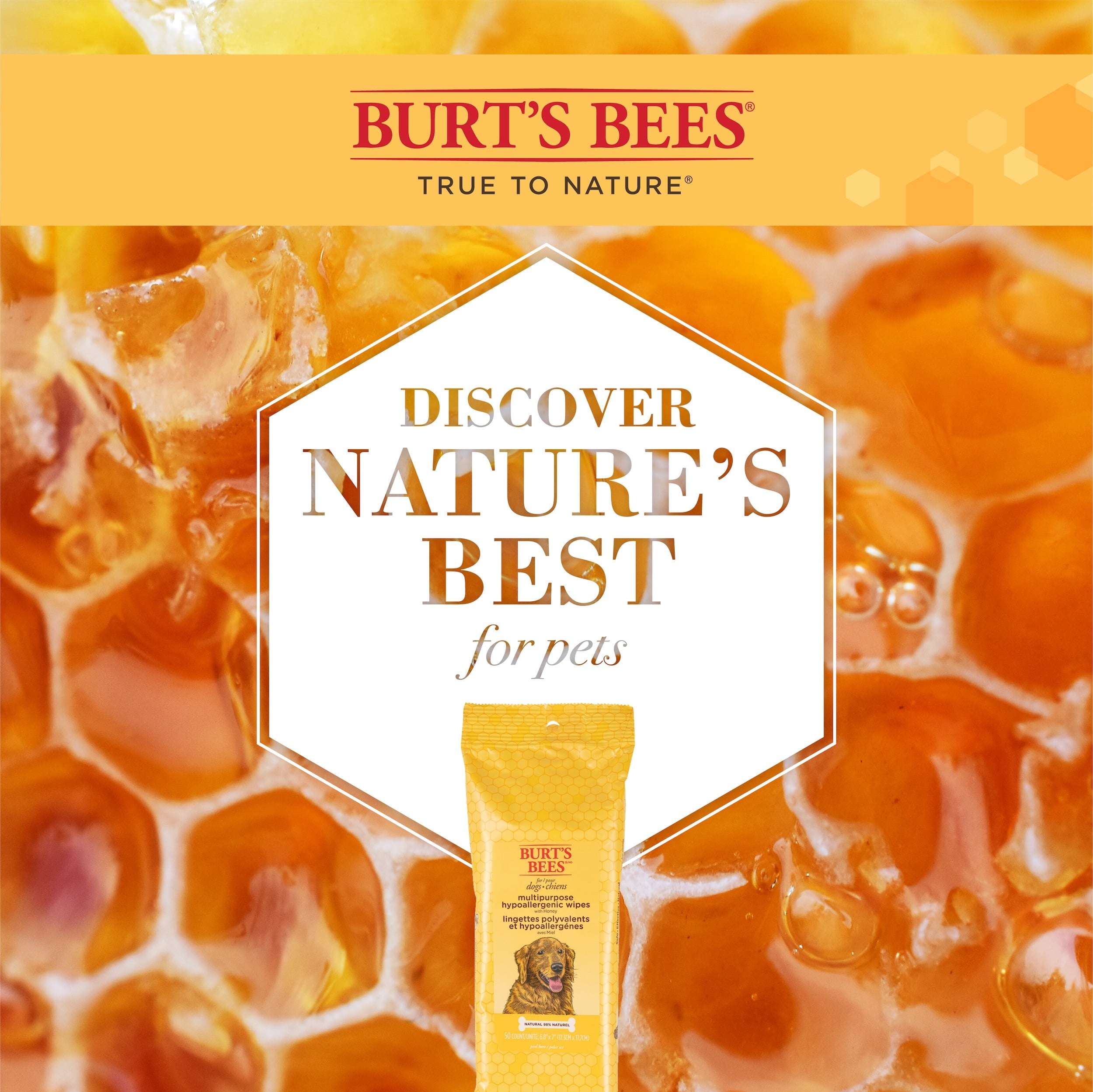 Burt's Bees For Dogs Hypoallergenic Multipurpose Wipes 50 Ct.
