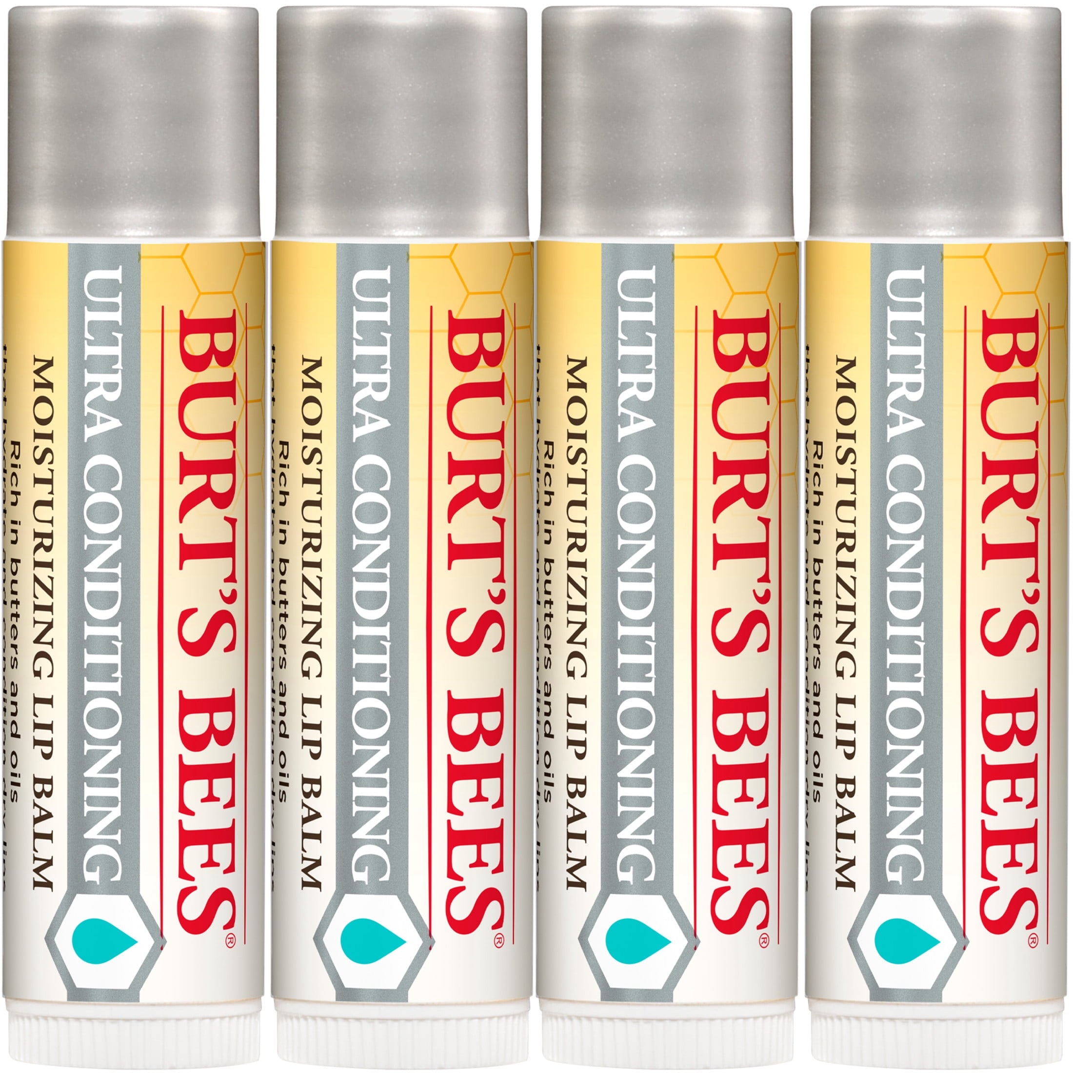 Burts Bees Ultra Conditioning Moisturizing Lip Balm, 4-Pack, 0.15 oz.