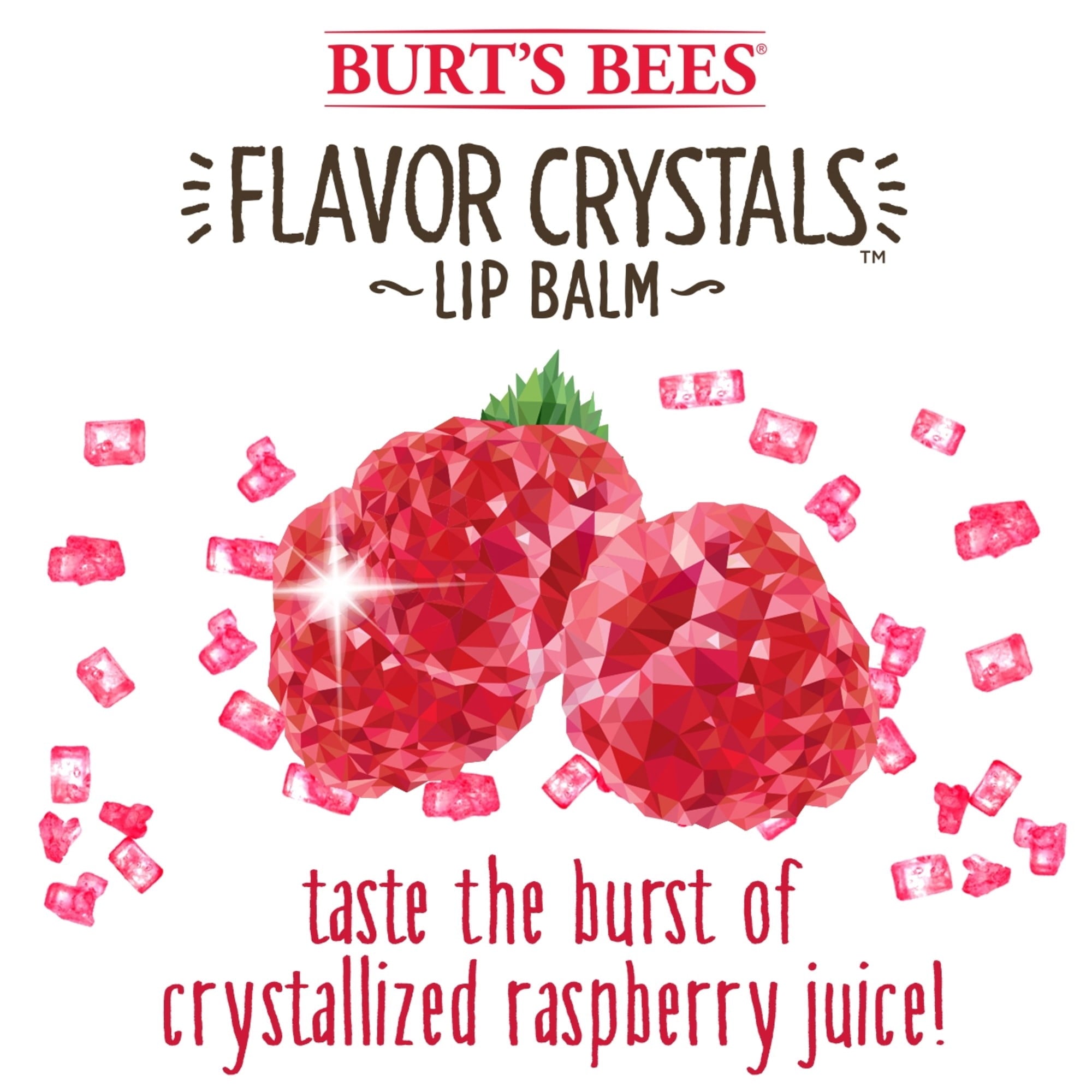 Burt's Bees Flavor Crystals 100% Natural Lip Balm, Raspberry, 1 Count