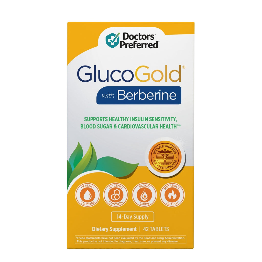 Doctors’ Preferred GlucoGold with Berberine, Healthy Blood Sugar Support, 42 Vegetarian Tablets