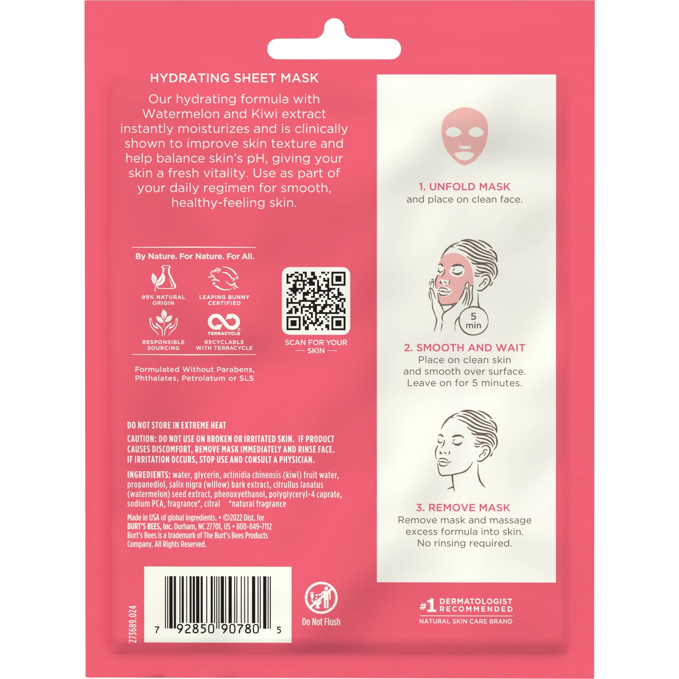 Burt's Bees Hydrating Sheet Mask With Watermelon, 1 Count