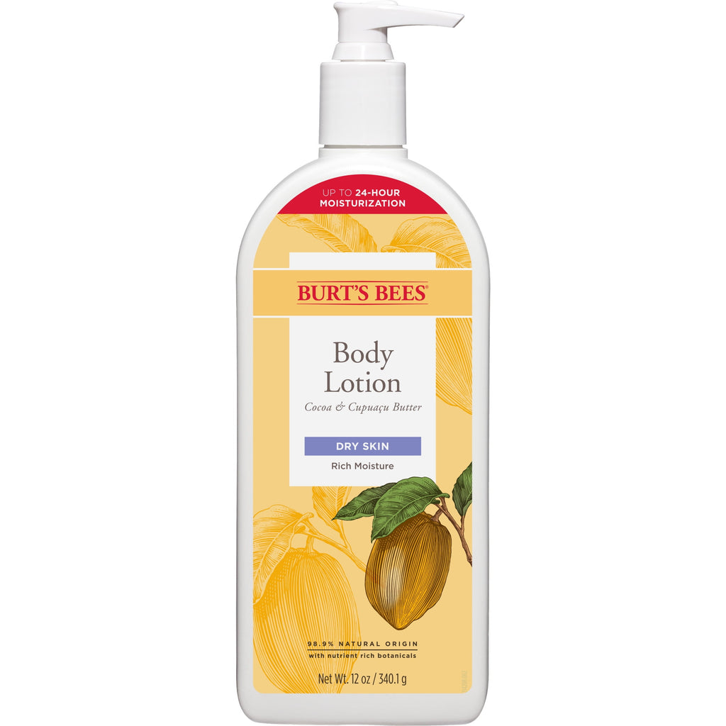 Burt's Bees Butter Body Lotion for Dry Skin with Cocoa and Cupuau, 12 oz
