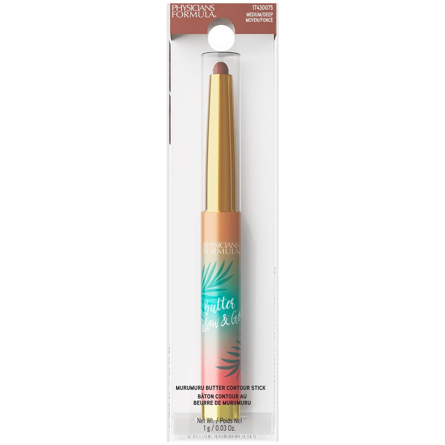 Physicians Formula Butter Glow and Go Stick, medium to deep with Murumuru butter, 0.03 oz
