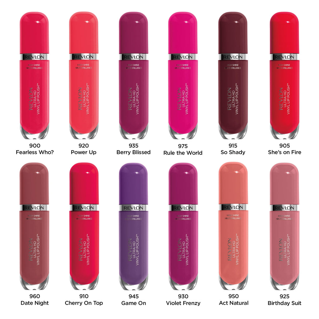 Revlon Ultra HD Vinyl Lip Polish, Liquid Lipstick with Aloe Leaf Extract and Vitamin E , 920 Power Up, 0.16 oz