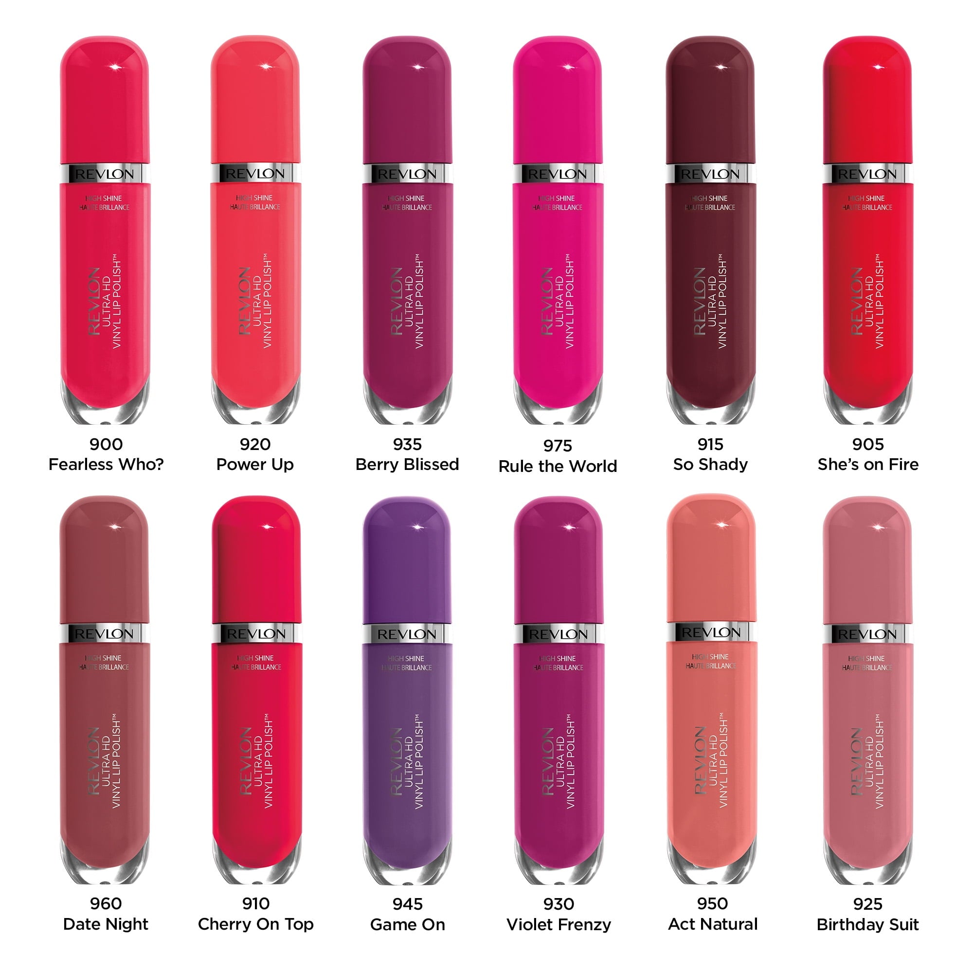 Revlon Ultra HD Vinyl Lip Polish, Liquid Lipstick with Aloe Leaf Extract and Vitamin E , 915 So Shady, 0.16 oz