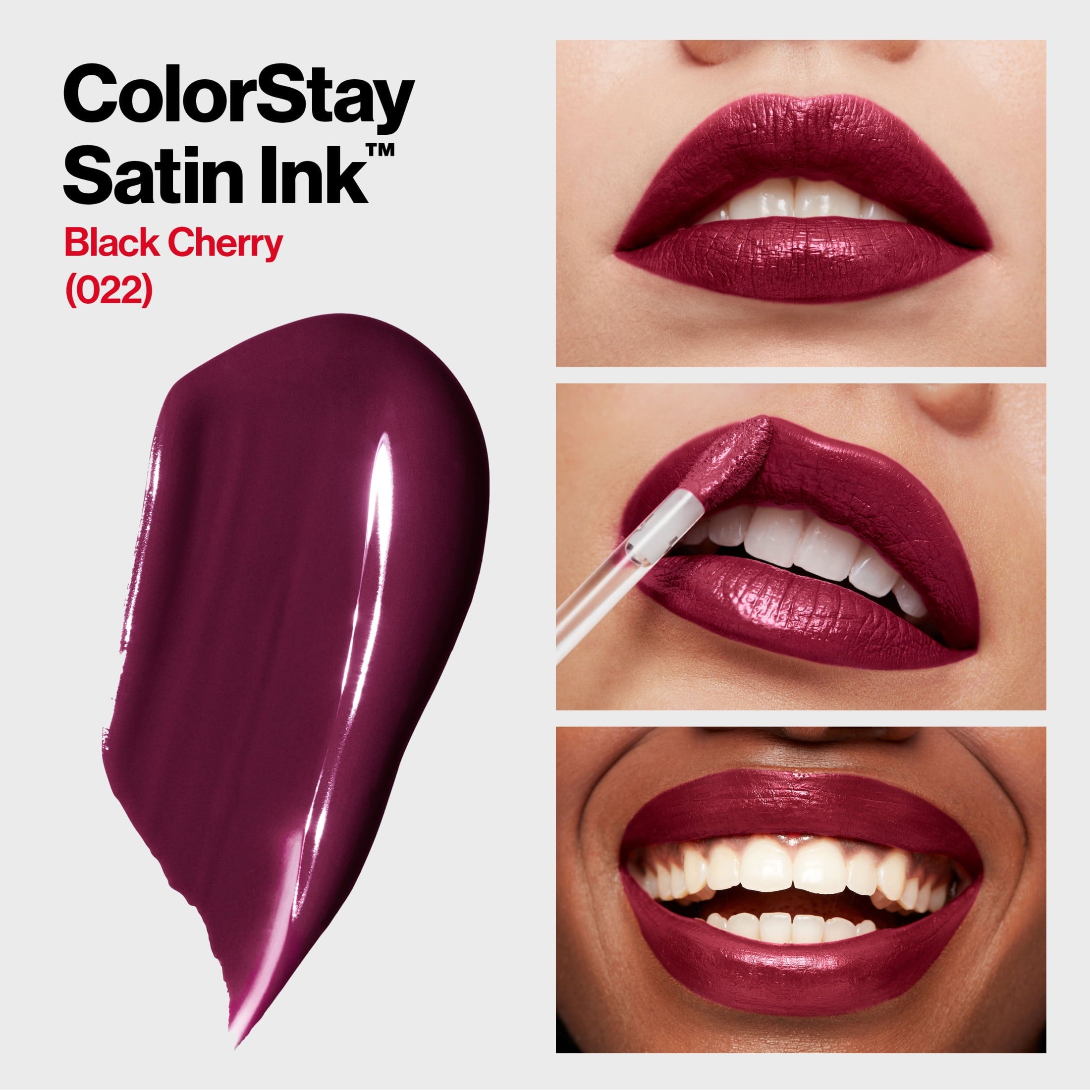 Revlon ColorStay Satin Ink Long Lasting Lipstick with Vitamin E, 022 Black Cherry, 0.17 fl oz