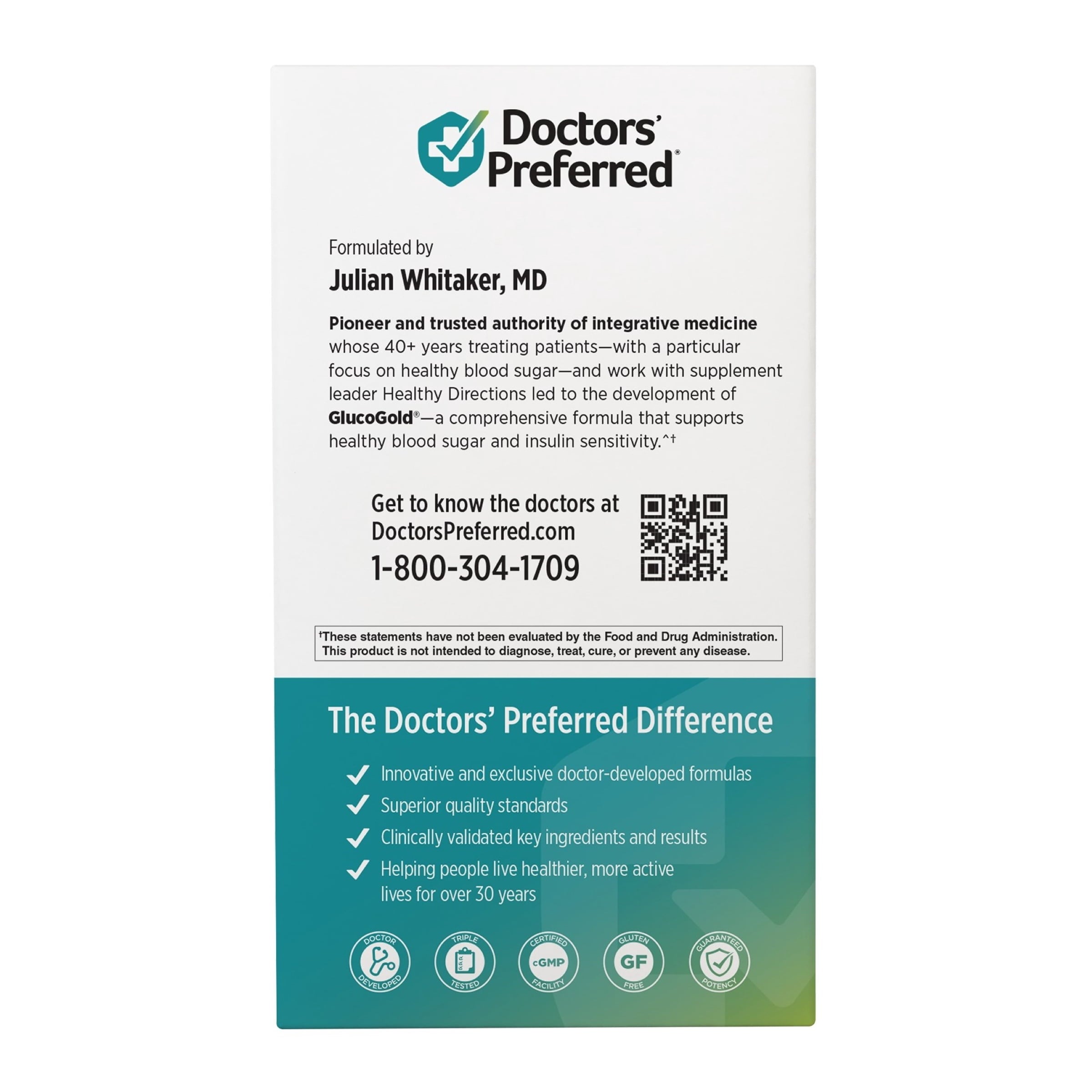 Doctors’ Preferred GlucoGold with Berberine, Healthy Blood Sugar Support, 42 Vegetarian Tablets
