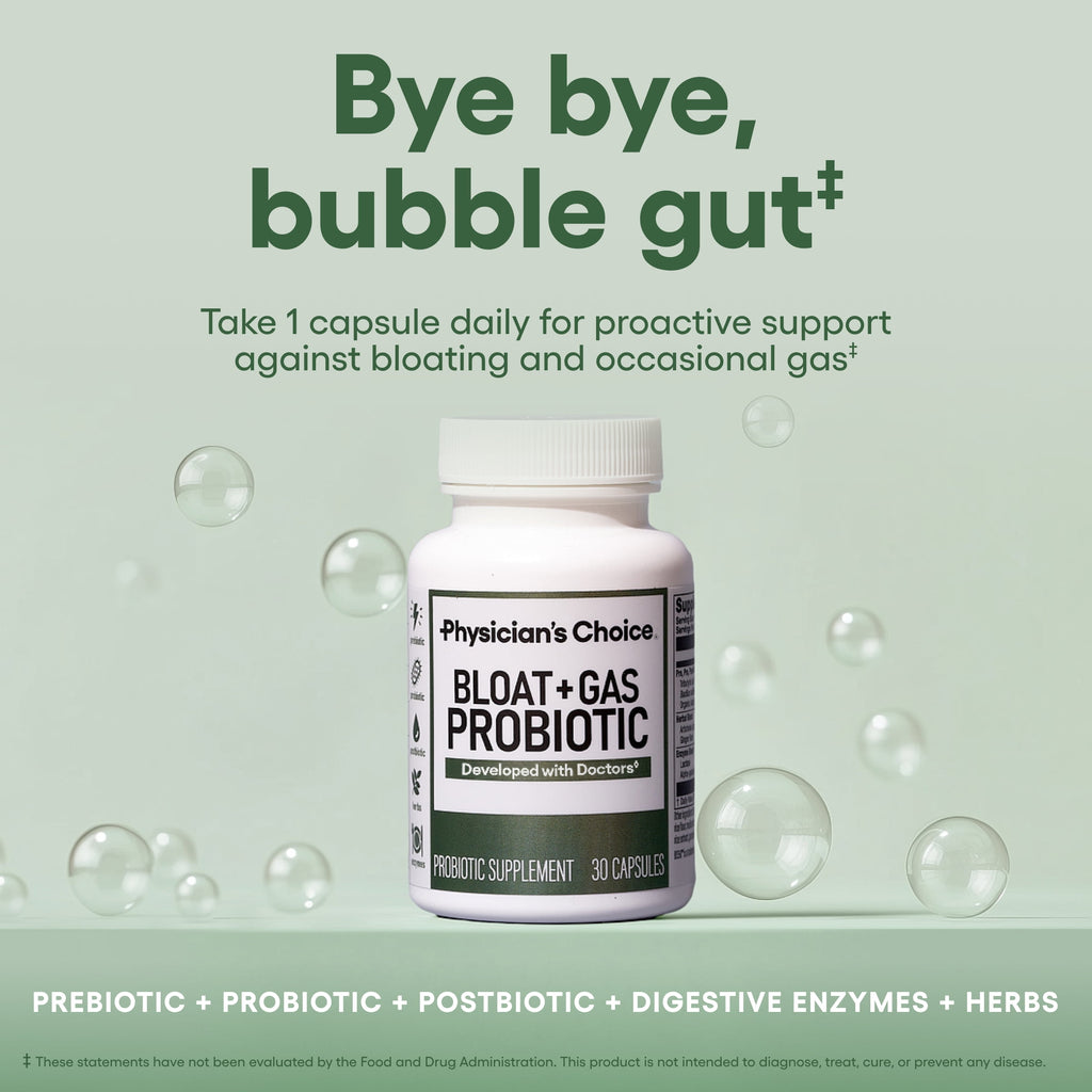 Physician's Choice Bloat & Gas 5-in-1 Probiotic for Digestion Support & Gas Relief, 30 Count