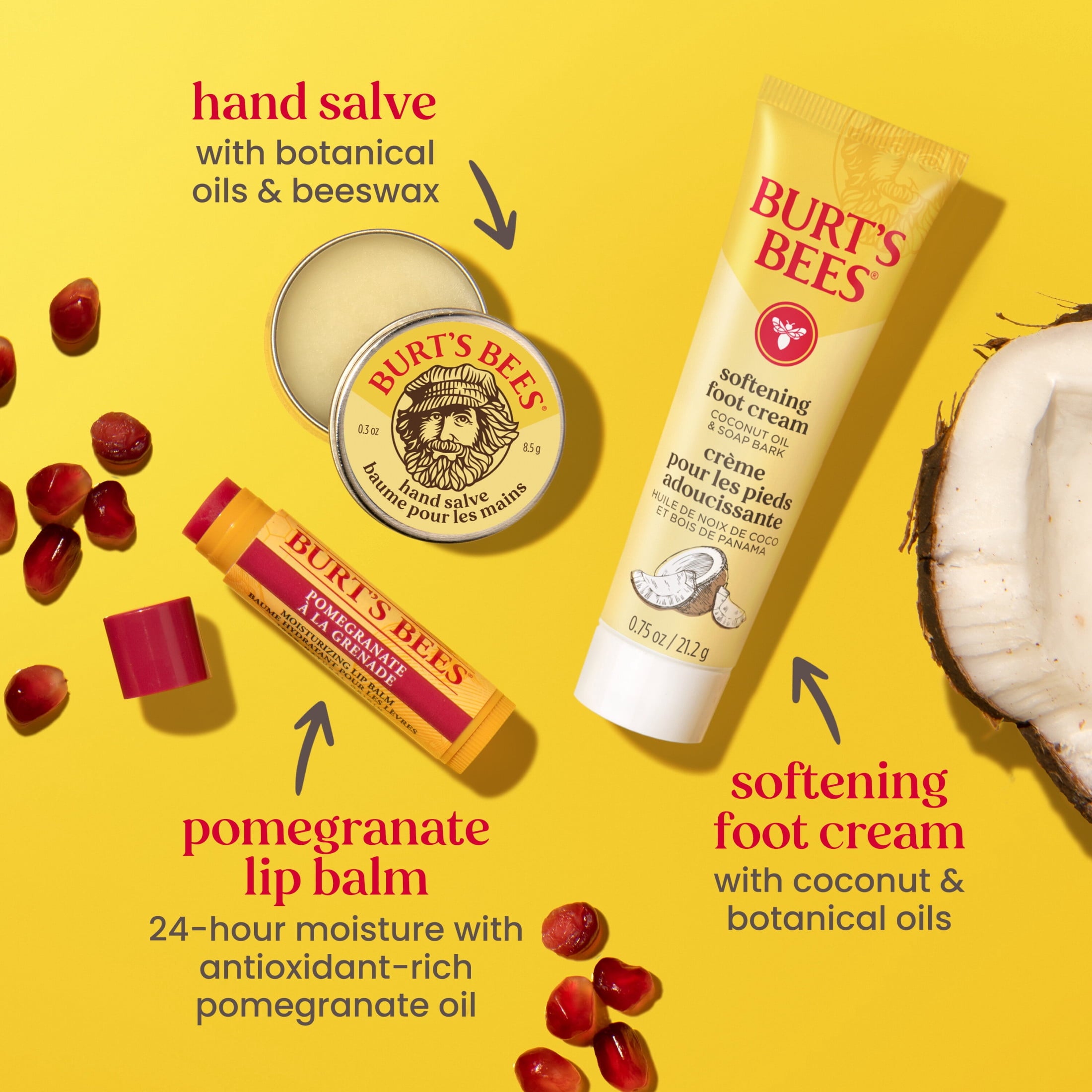 Burts Bees Tips and Toes Gift Set, Hand Cream, Foot Cream, Cuticle Cream, Hand Salve, Lip Balm