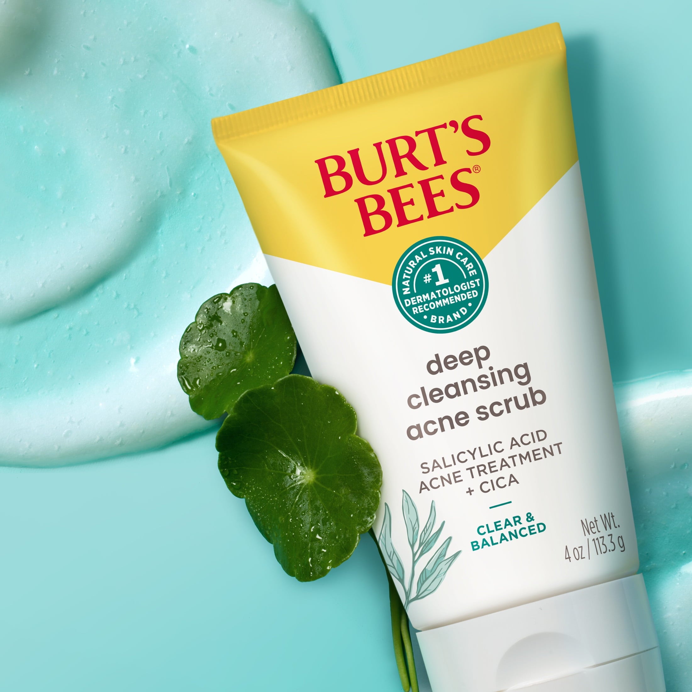 Burts Bees Clear and Balanced Deep Cleansing Acne Face Scrub, 4 Oz