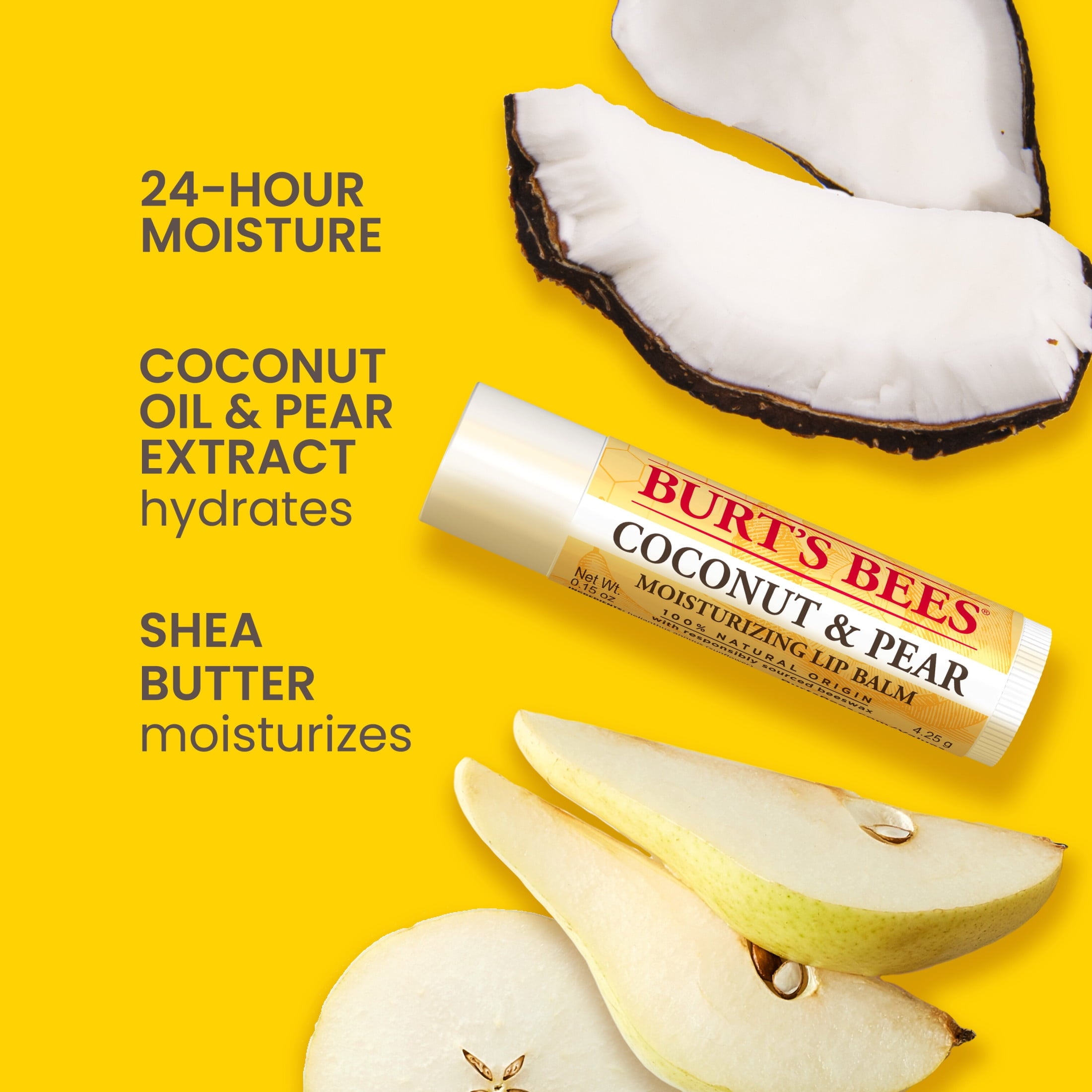 Burt's Bees 100% Natural Origin Lip Balm, Coconut & Pear and Mango, 2 Count