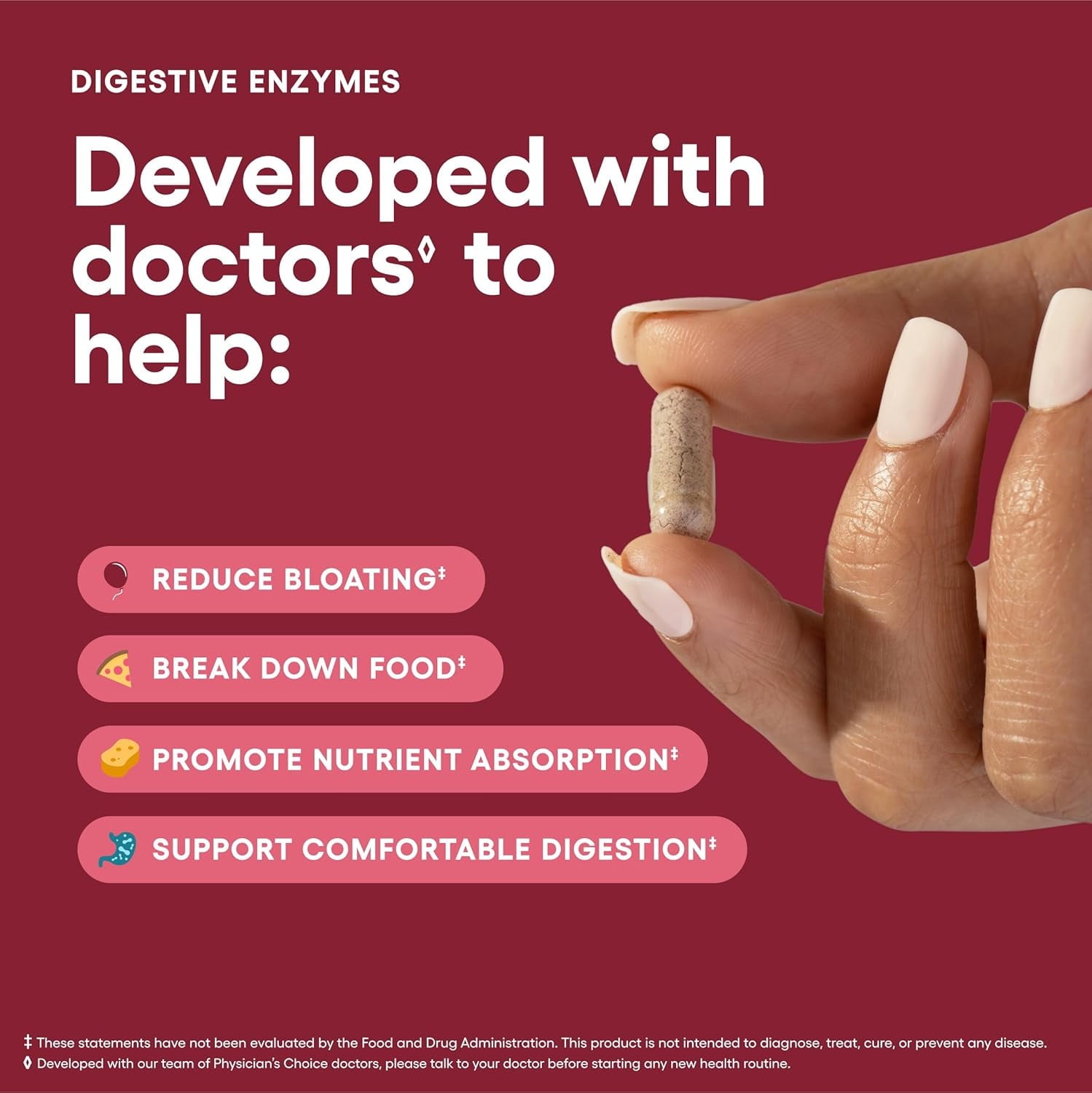 Physician's Choice Digestive Enzymes, Digestive & Gut Health, Bloating & Meal Time Discomfort, Men and Women, 30 Count