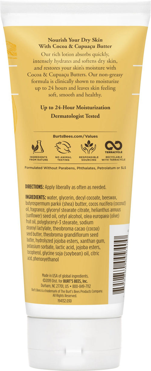 Burt's Bees Body Lotion - Dry - Cocoa and Cupuacu Butter - 6 oz