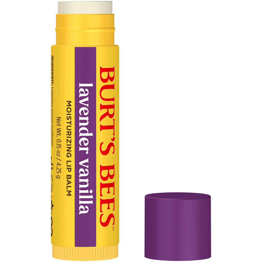 Burt's Bees Lavender Vanilla Moisturizing Lip Balm, 100% Natural Origin, Mother's Day Gift, 1 Tube, 0.15 oz
