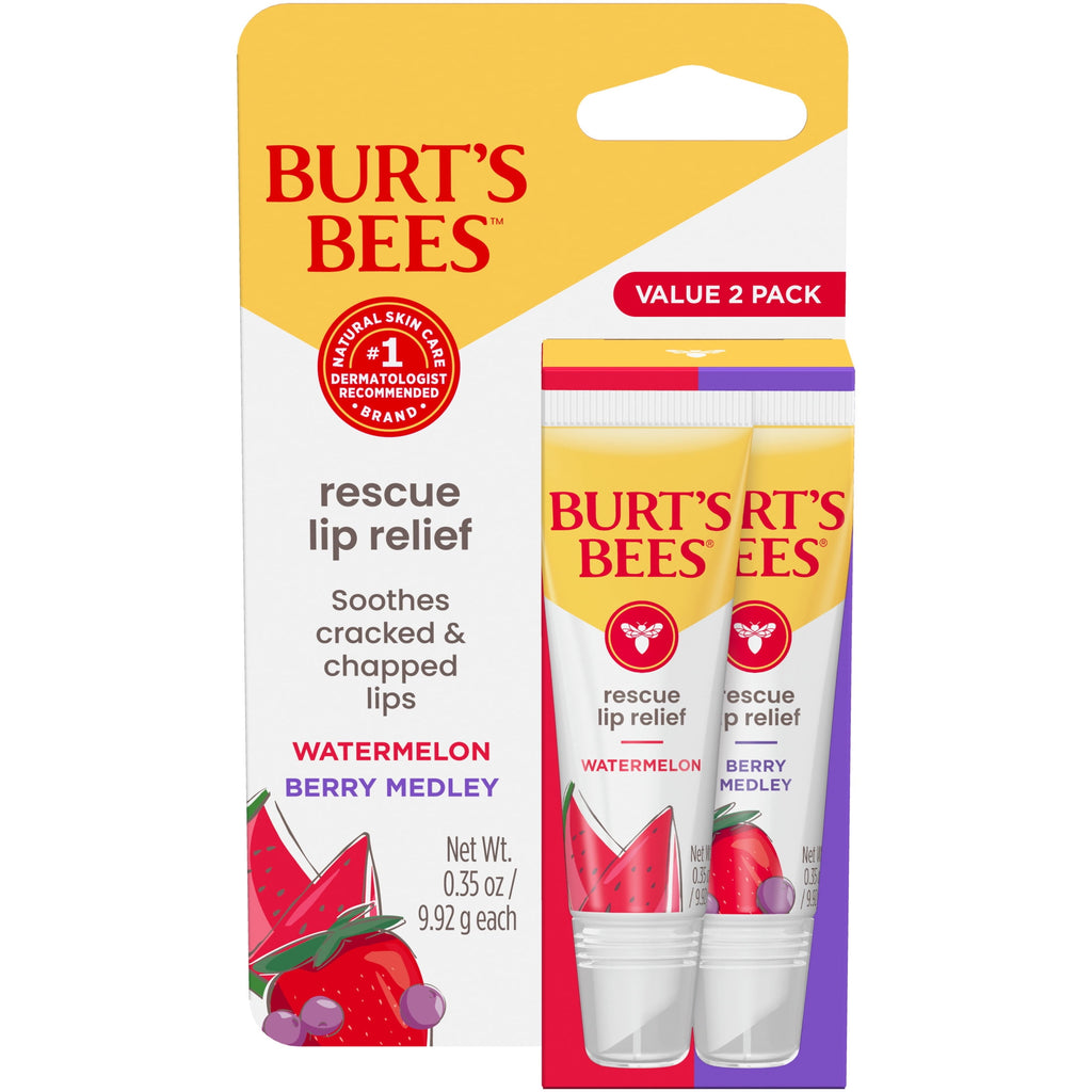 Burt's Bees Watermelon and Berry Medley Rescue Lip Relief, 2-Pack, 0.35 oz.