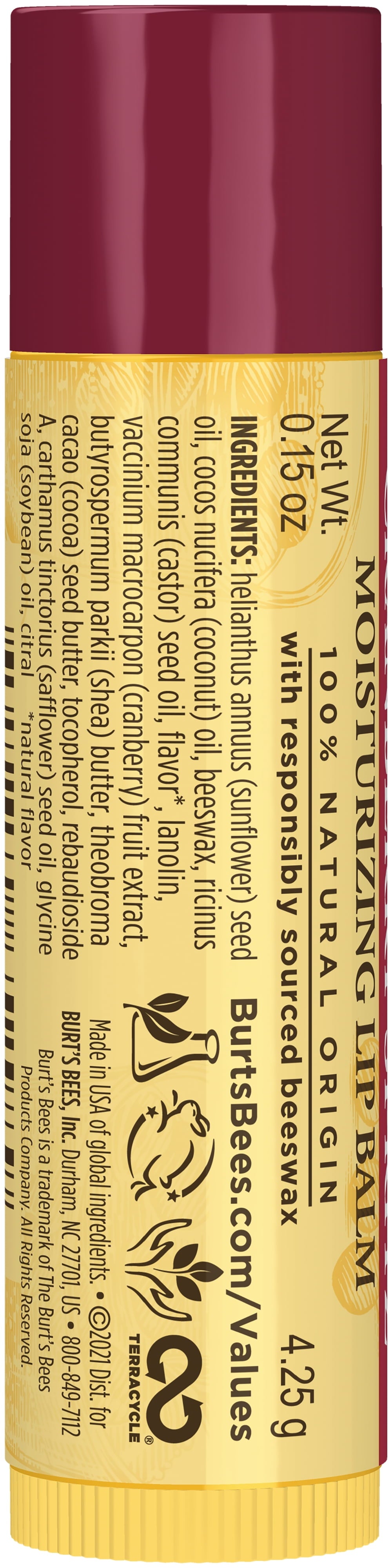 Burt?s Bees? 100% Natural Origin Moisturizing Lip Balm, Cranberry Spritz, 1 Tube in Blister Box