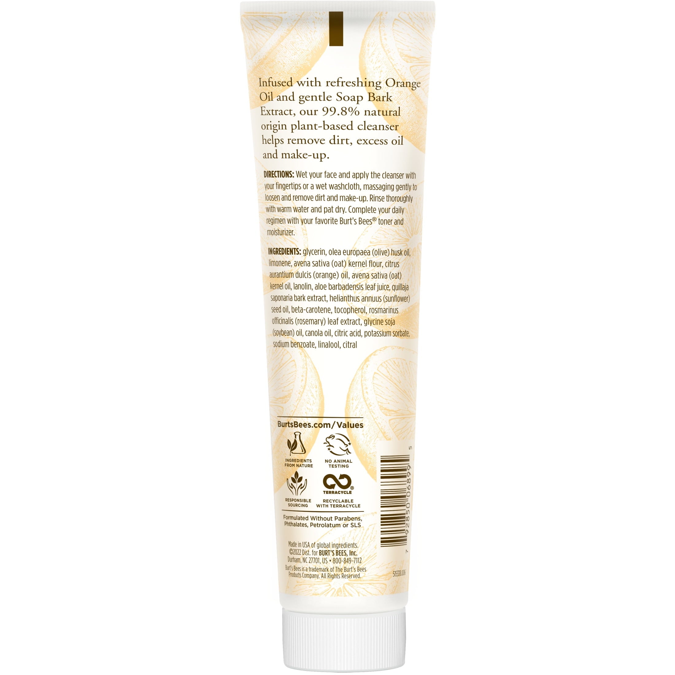 Burt's Bees Orange Essence Facial Cleanser, Sulfate-Free Face Wash, 4.3 Oz