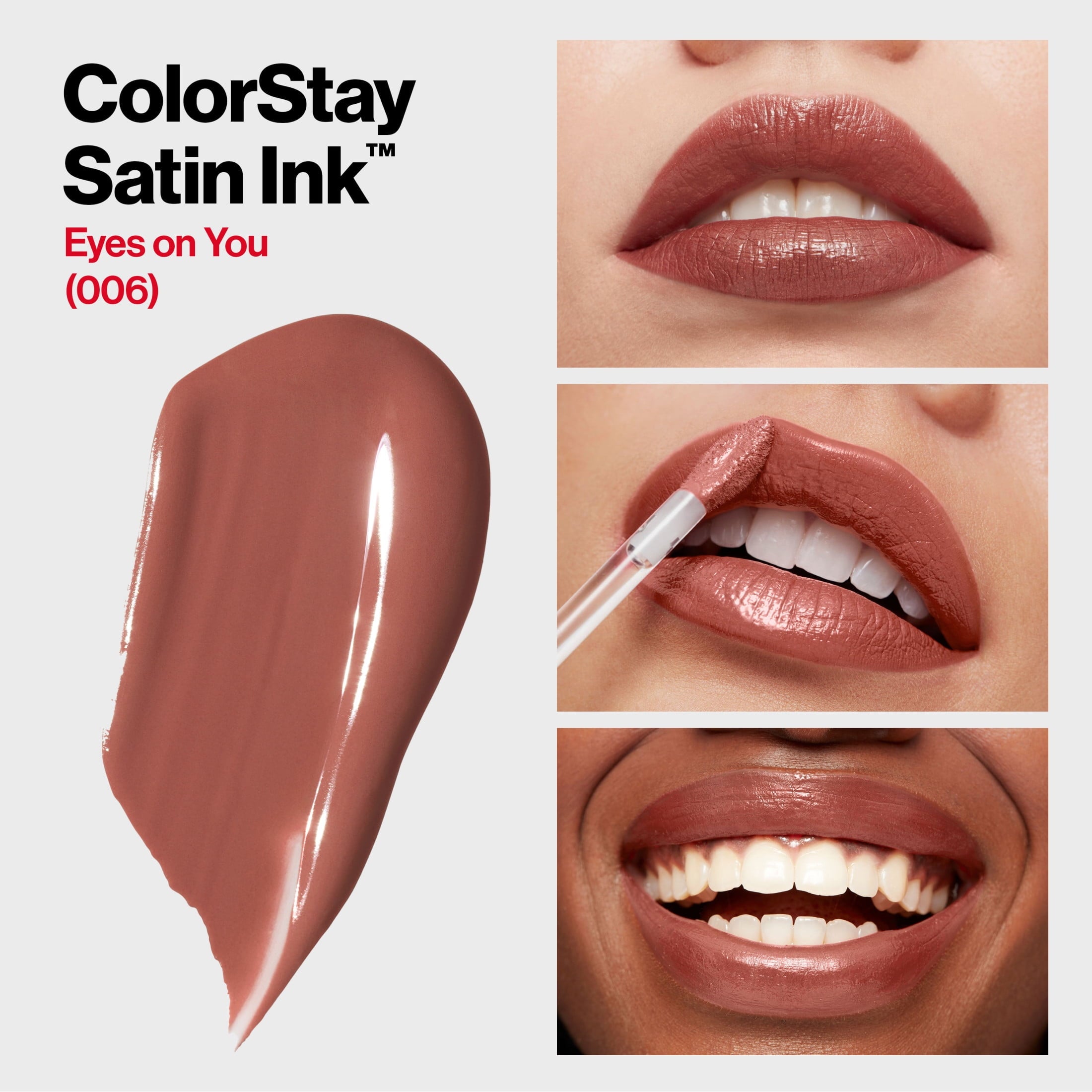 Revlon ColorStay Satin Ink Long Lasting Lipstick with Vitamin E, 006 Eyes on You, 0.17 fl oz