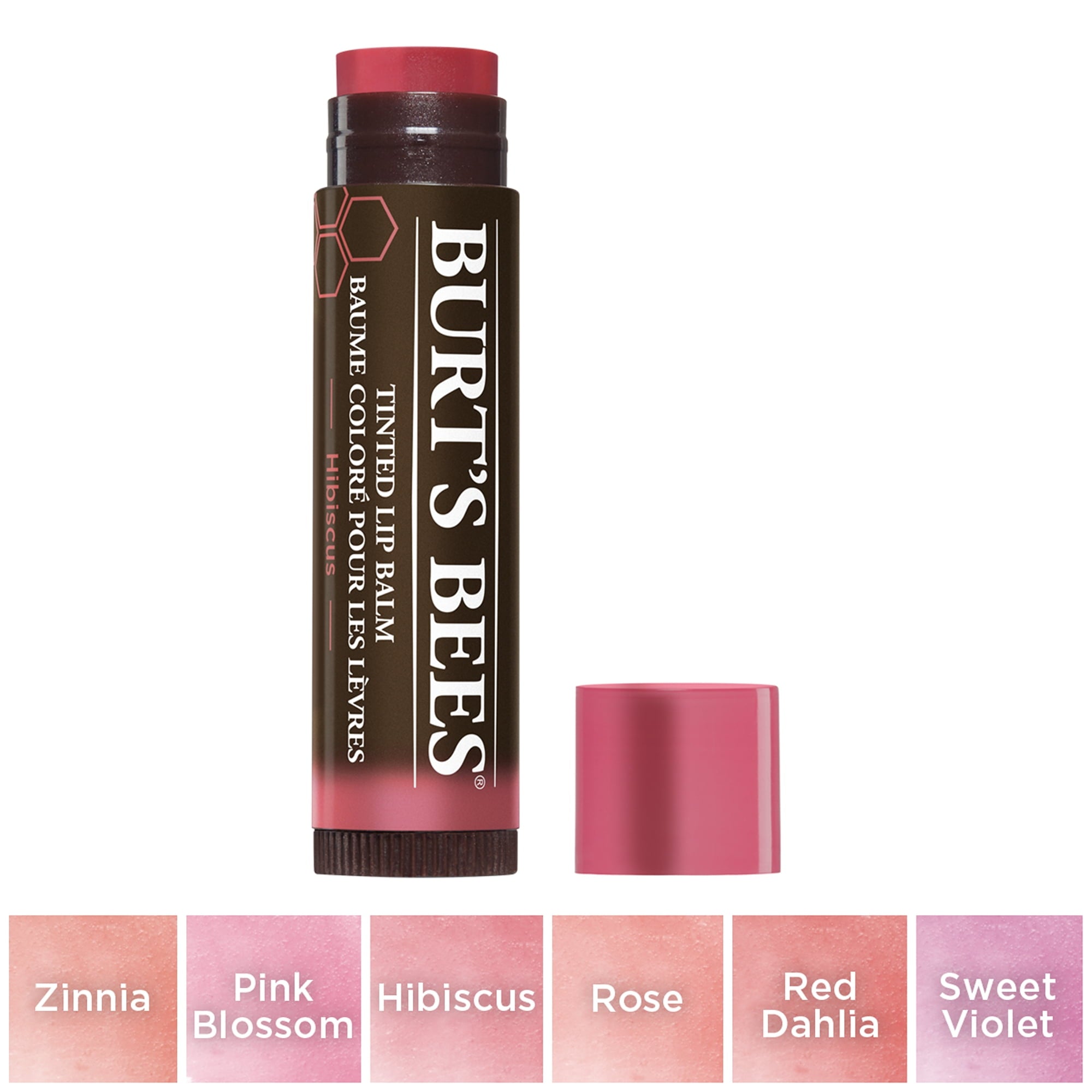 Burt's Bees 100% Natural Tinted Lip Balm, Hibiscus with Shea Butter & Botanical Waxes - 1 Tube