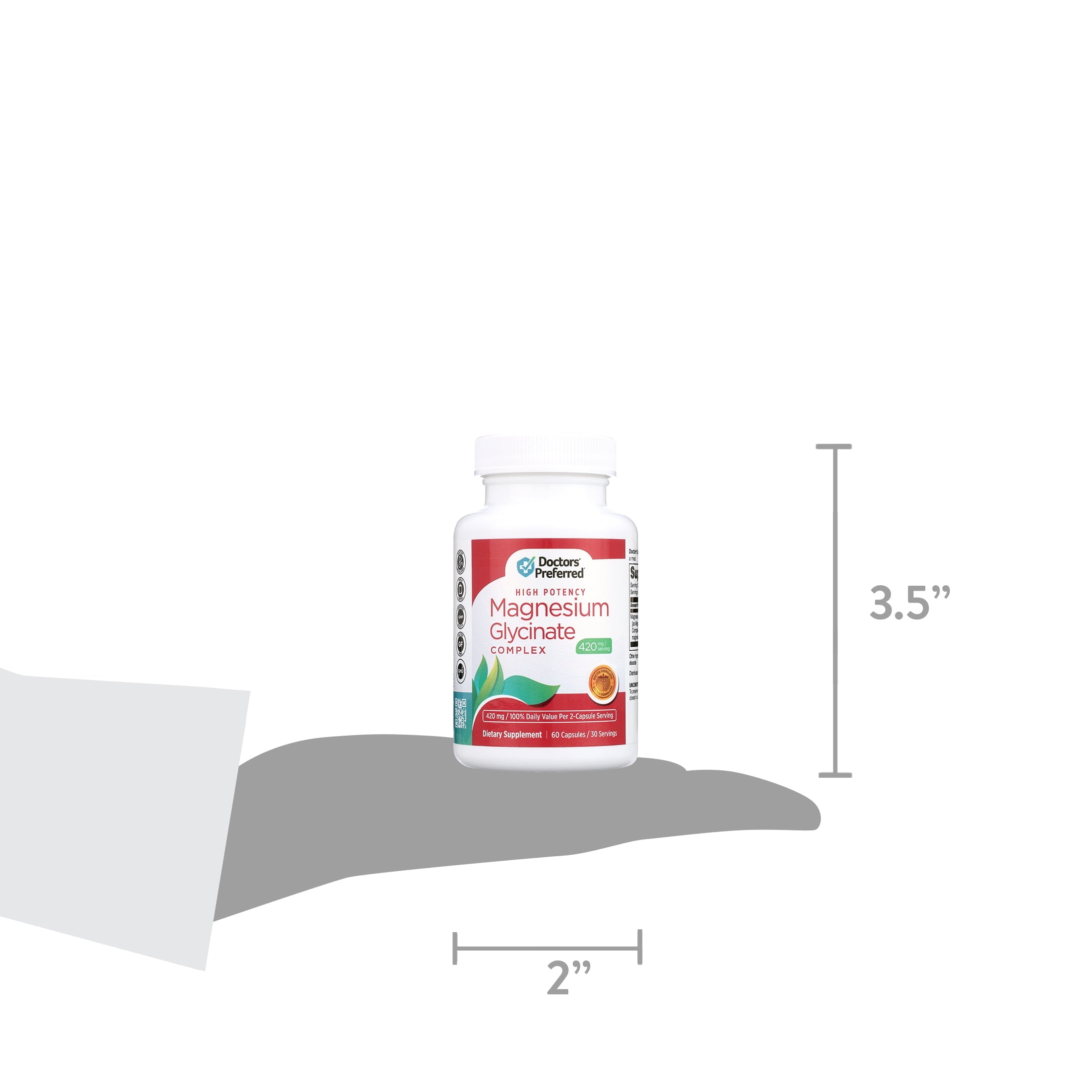 DOCTORS’ PREFERRED High Potency Magnesium Glycinate Complex- Gentler on Your Stomach, Highly Potent, Doctor-Developed Formula. Heart Health, Mood Support and More 420 mg per Serving, 30-Day Supply