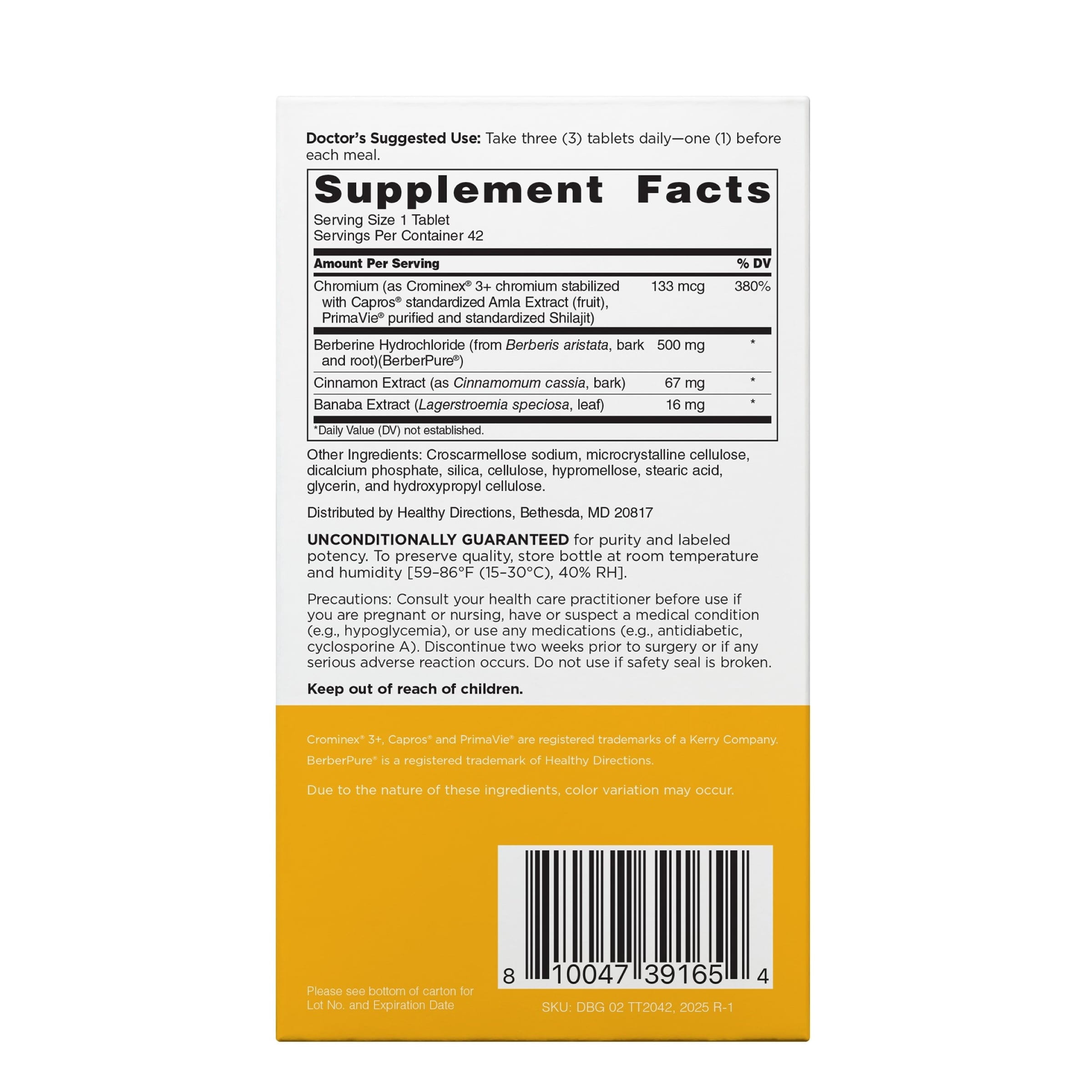 Doctors’ Preferred GlucoGold with Berberine, Healthy Blood Sugar Support, 42 Vegetarian Tablets