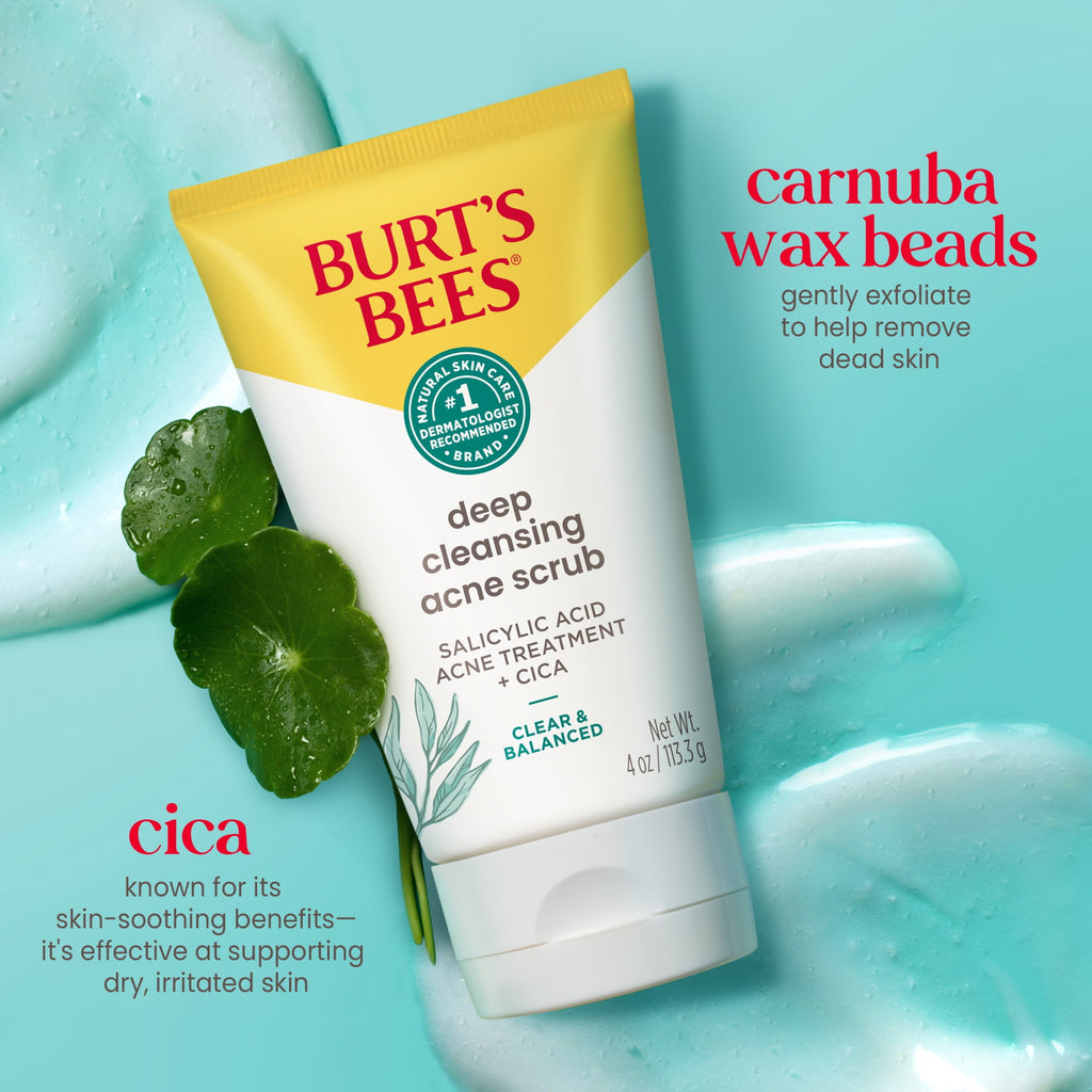Burts Bees Clear and Balanced Deep Cleansing Acne Face Scrub, 4 Oz
